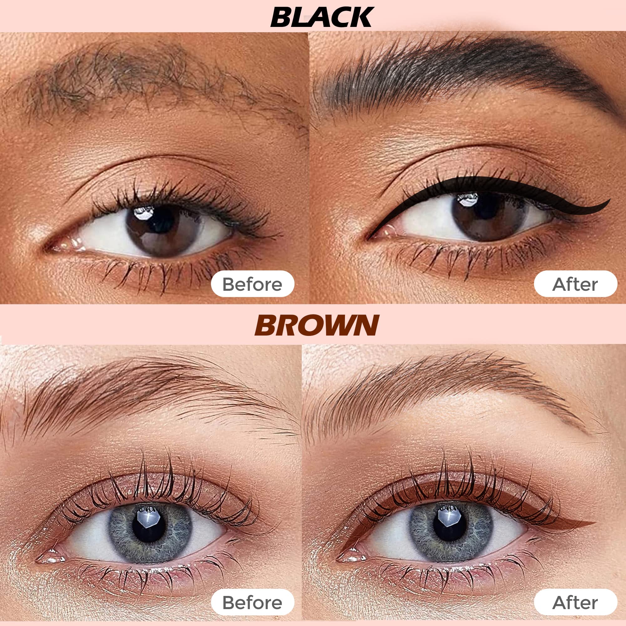 4Pcs Waterproof Eyebrow Pencil & Liquid Eyeliner Pencil, 4 Point Eye Brow Pencils For Women Microblading Pencil For Eyebrows Bro