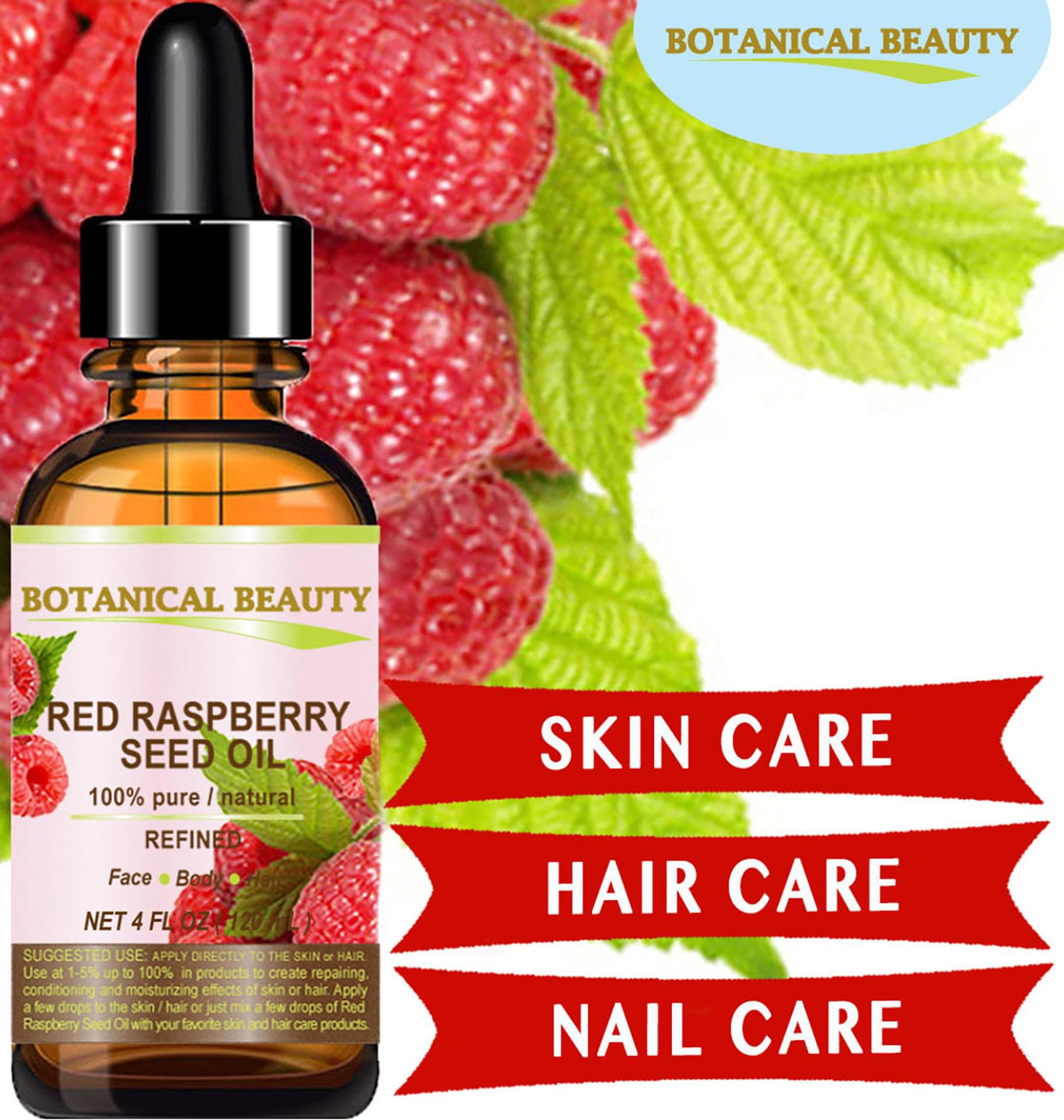 Red Raspberry Seed Oil. 100% Pure/Natural/Undiluted/Refined Cold Pressed Carrier Oil. 0.5 Fl.Oz.-15 Ml. For Skin, Hair, Lip And