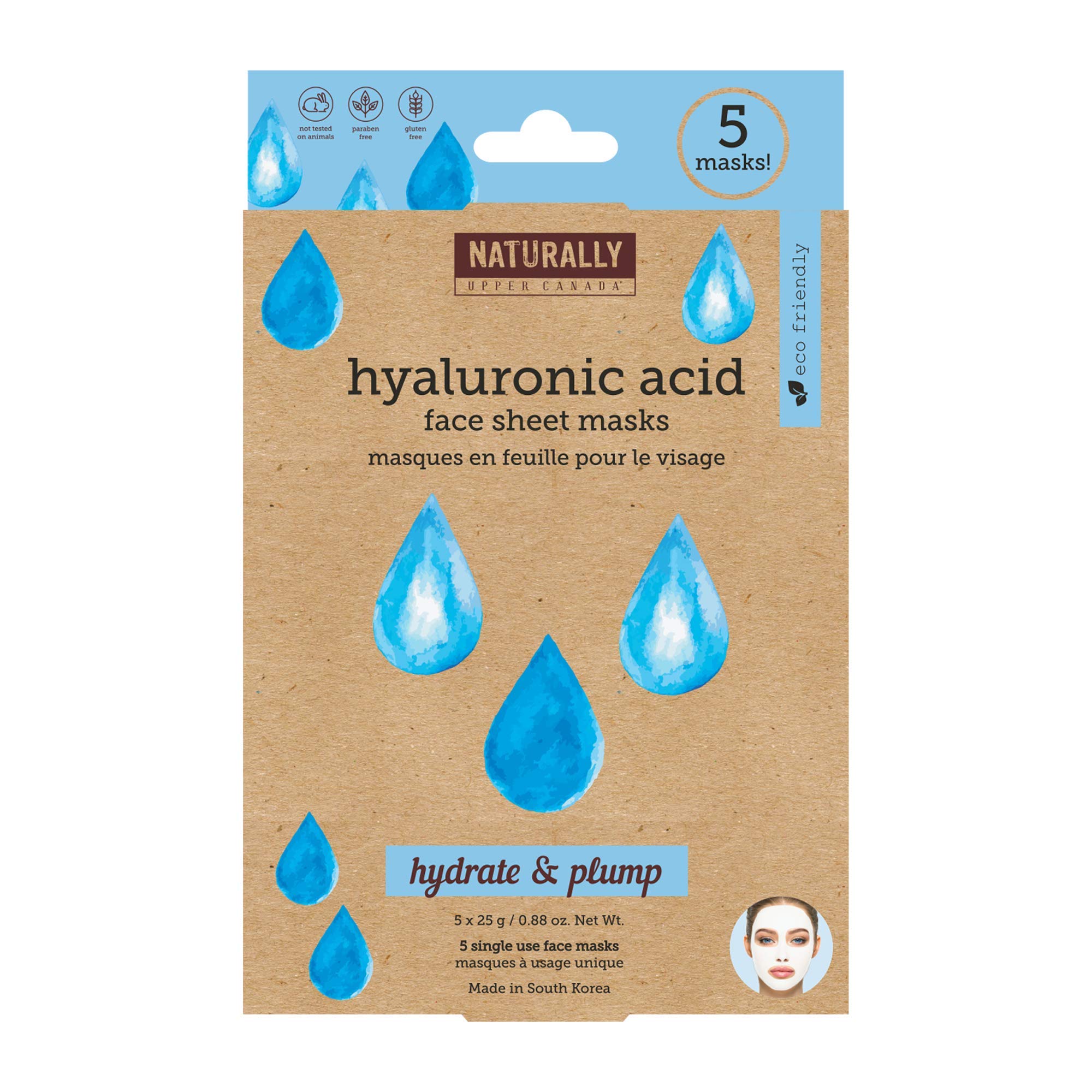 Naturally 30 Hydrating Hyaluronic Acid Infused Sheet Mask, 5 Sheet Masks Included