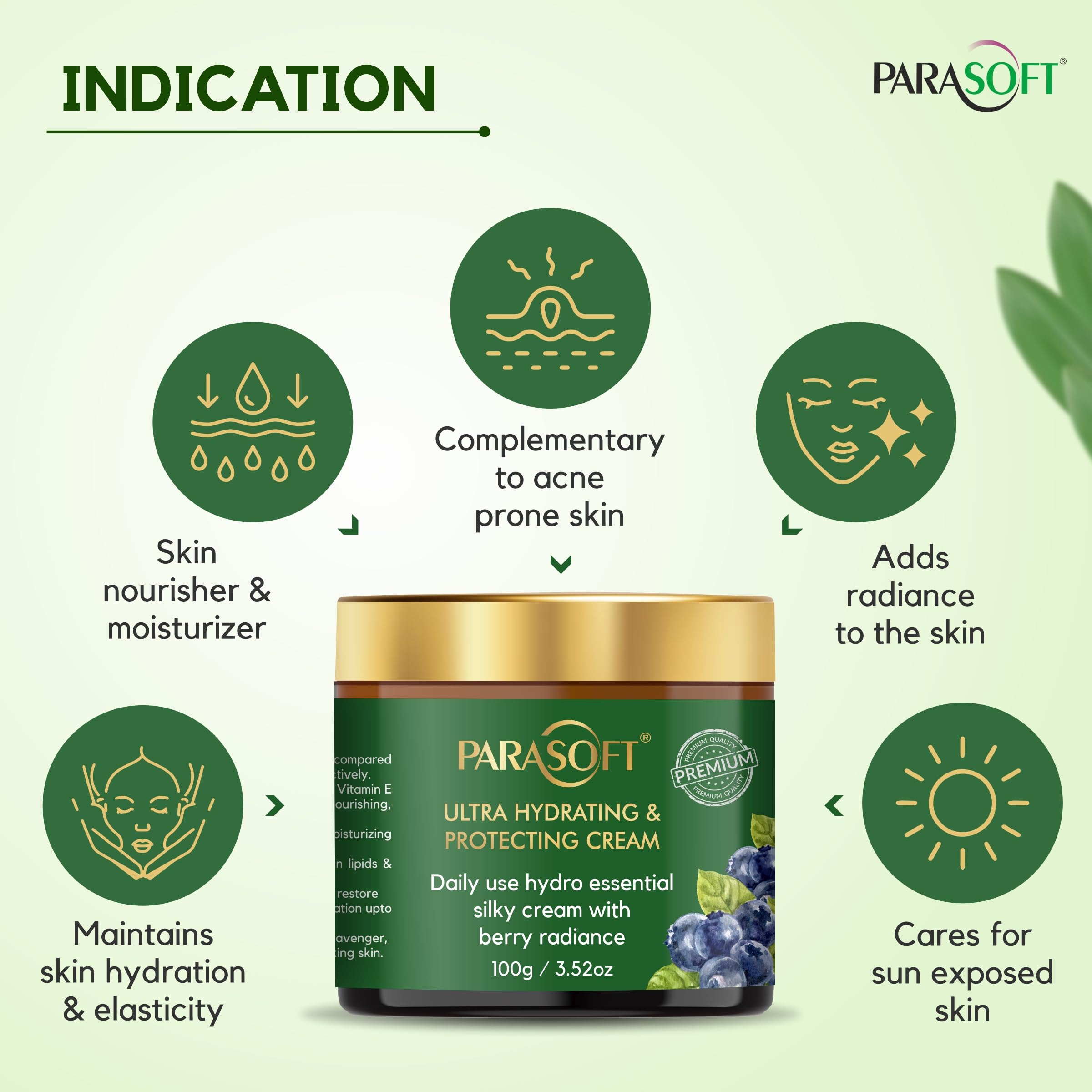 Parasoft Ultra Hydrating and Protecting Cream for Long Lasting Moisturizing, Packed With Natural Ingredients - 100 gm