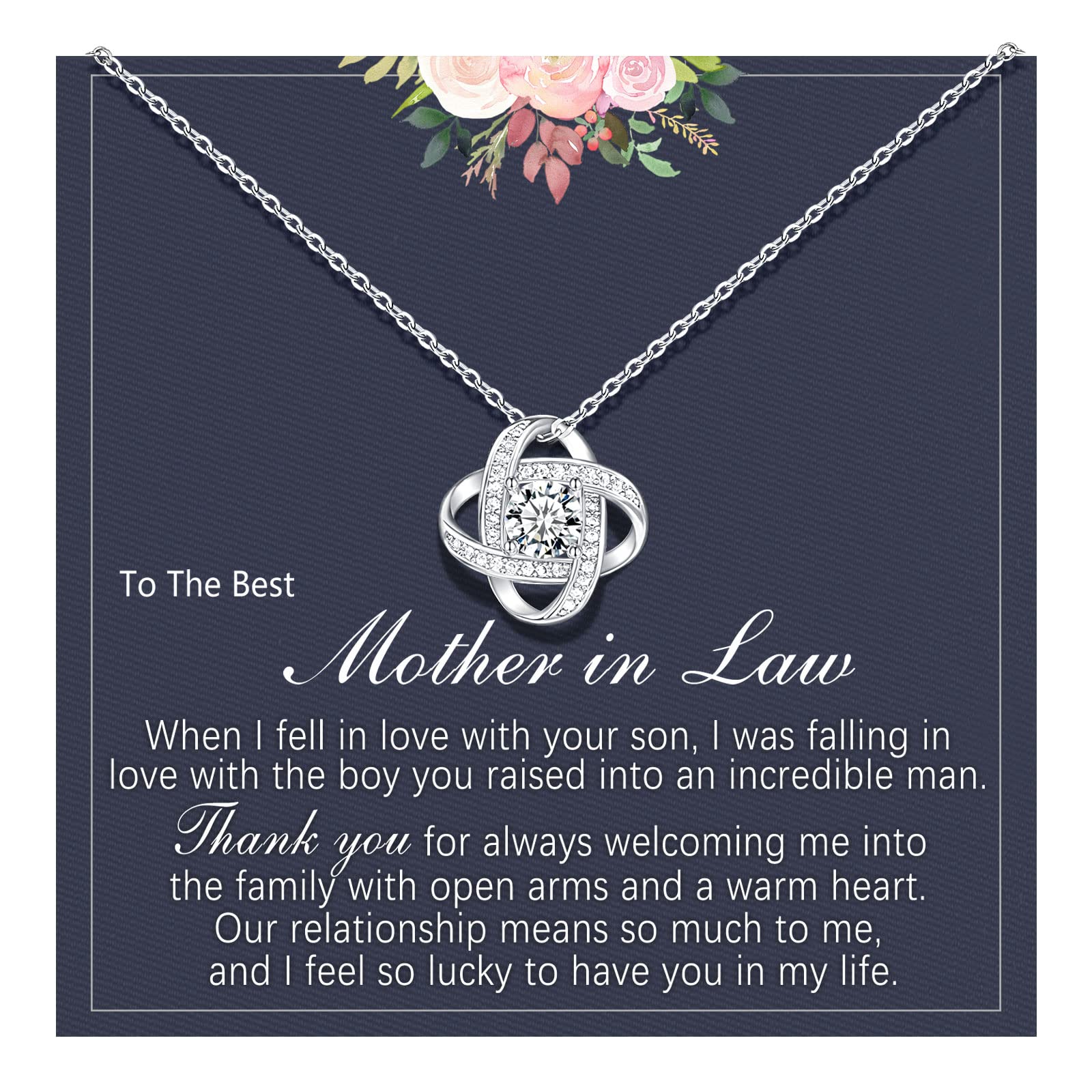 UNGENT THEM Mother in Law Mothers Day Birthday Christmas Gifts from Daughter Wedding Bride Infinity Love Knot Mom Necklace Jewel