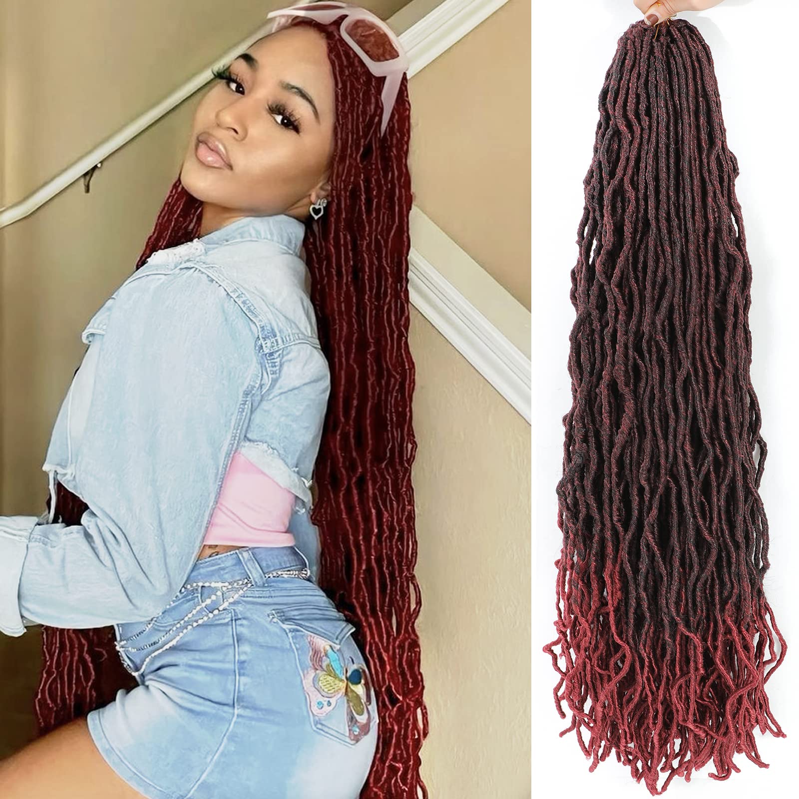 Faux Locs Crochet Hair Soft Locs 30 Inch 7 Packs Long Black Crochet Locs For Natural Butterfly Locs Crochet Hair For Women Synth