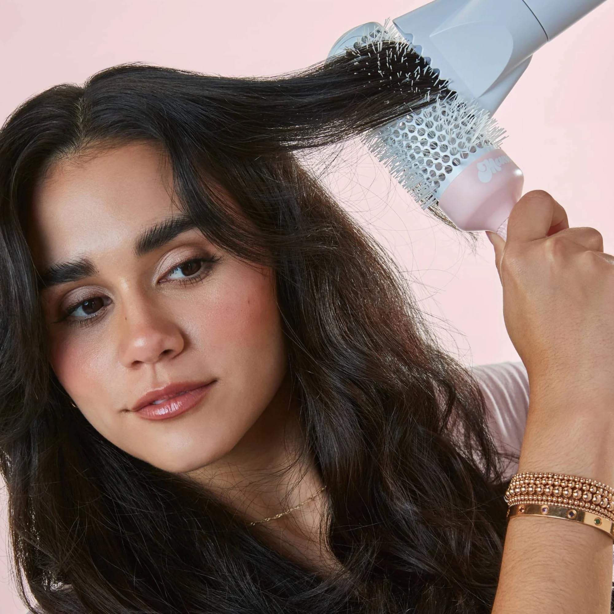 Mane BRB 33mm (1.7) Ceramic Round Brush - Round Blowout Brush for Shoulder Length Hair or Longer - Increases Hair Shine and Help