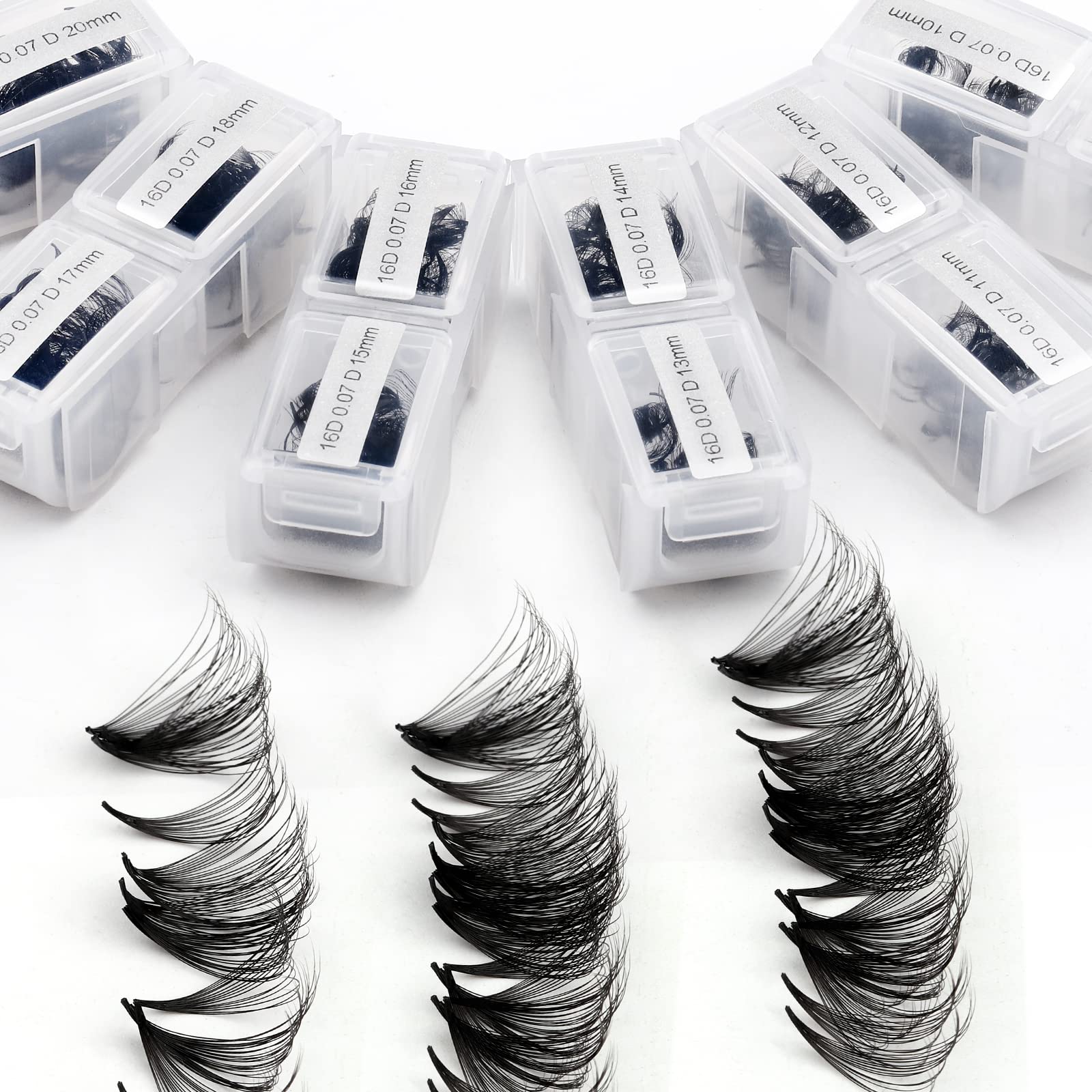 WENDY LASHES Eyelashes 1200PCS False, Premade Fans 16D Volume, Loose Promade D Curl, Mixed 9-20mm, Silk Material, Natural, Indiv