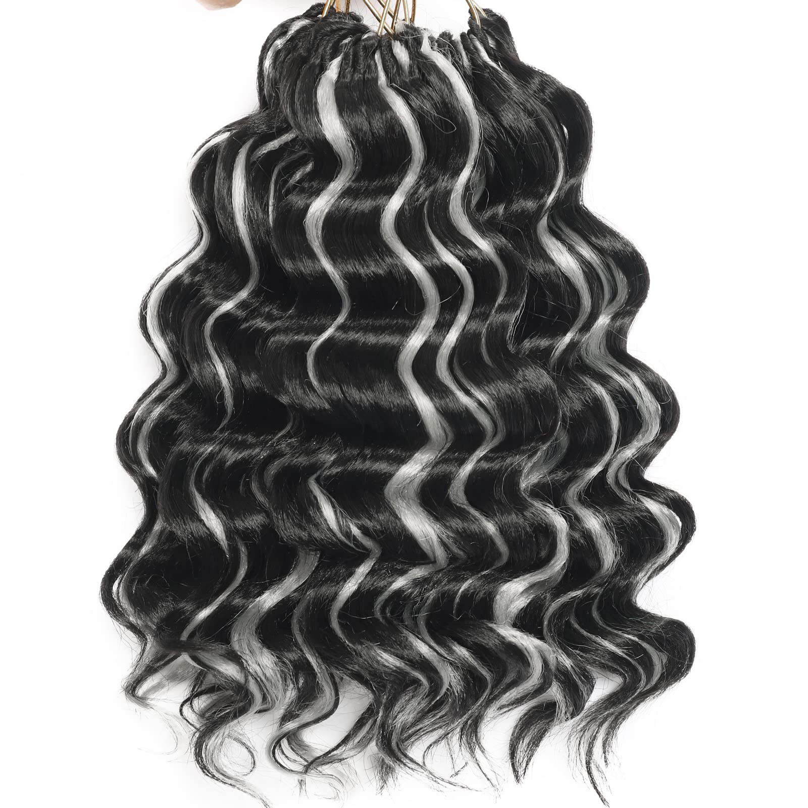 Ocean Wave Crochet Hair Pre Looped 9 Inch Curly Braiding Ocean Wave Hair 7 Packs Grey Deep Wave Short Wavy Ocean Wave Crochet Br
