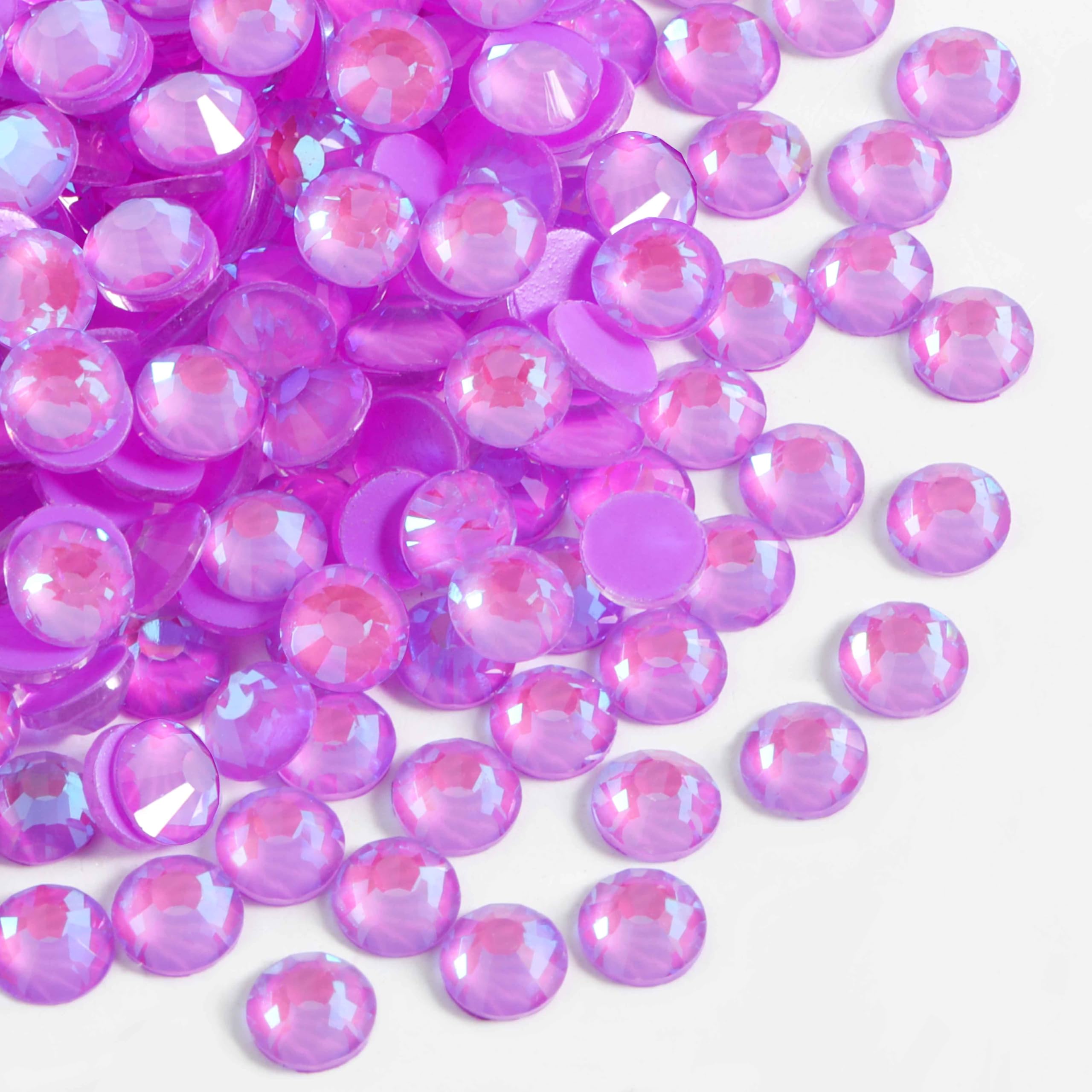 Beadsland 1440pcs Flat Back Crystal Rhinestones Round Gems for Nail Art and Craft Glue Fix, Luminous Purple, SS20,4.6-4.8mm