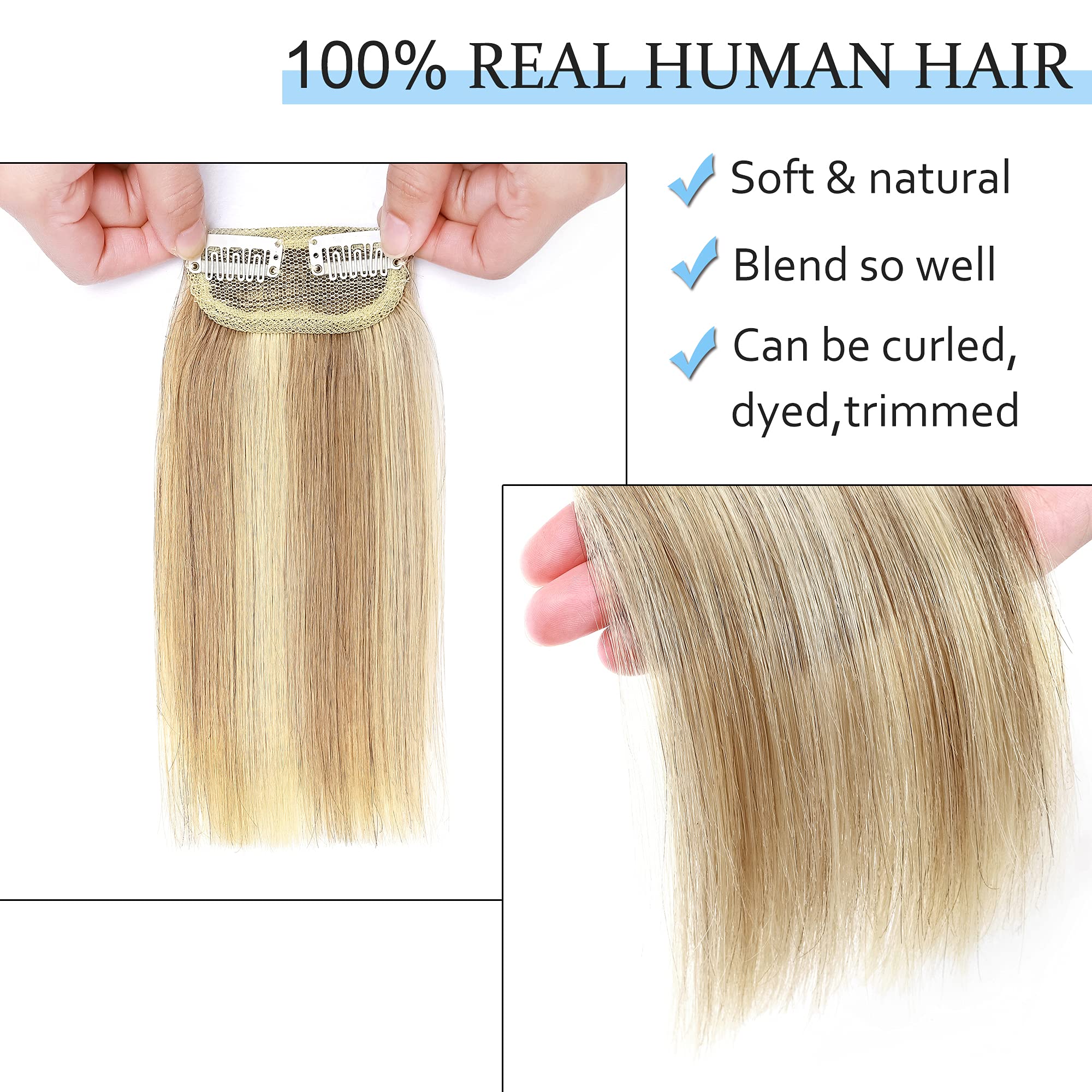 Sego 2 Pcs Short Hair Extensions Clip In Human Hair 6 Inch 20G Hairpiece Human Hair Toppers For Women With Thinning Hair Adding