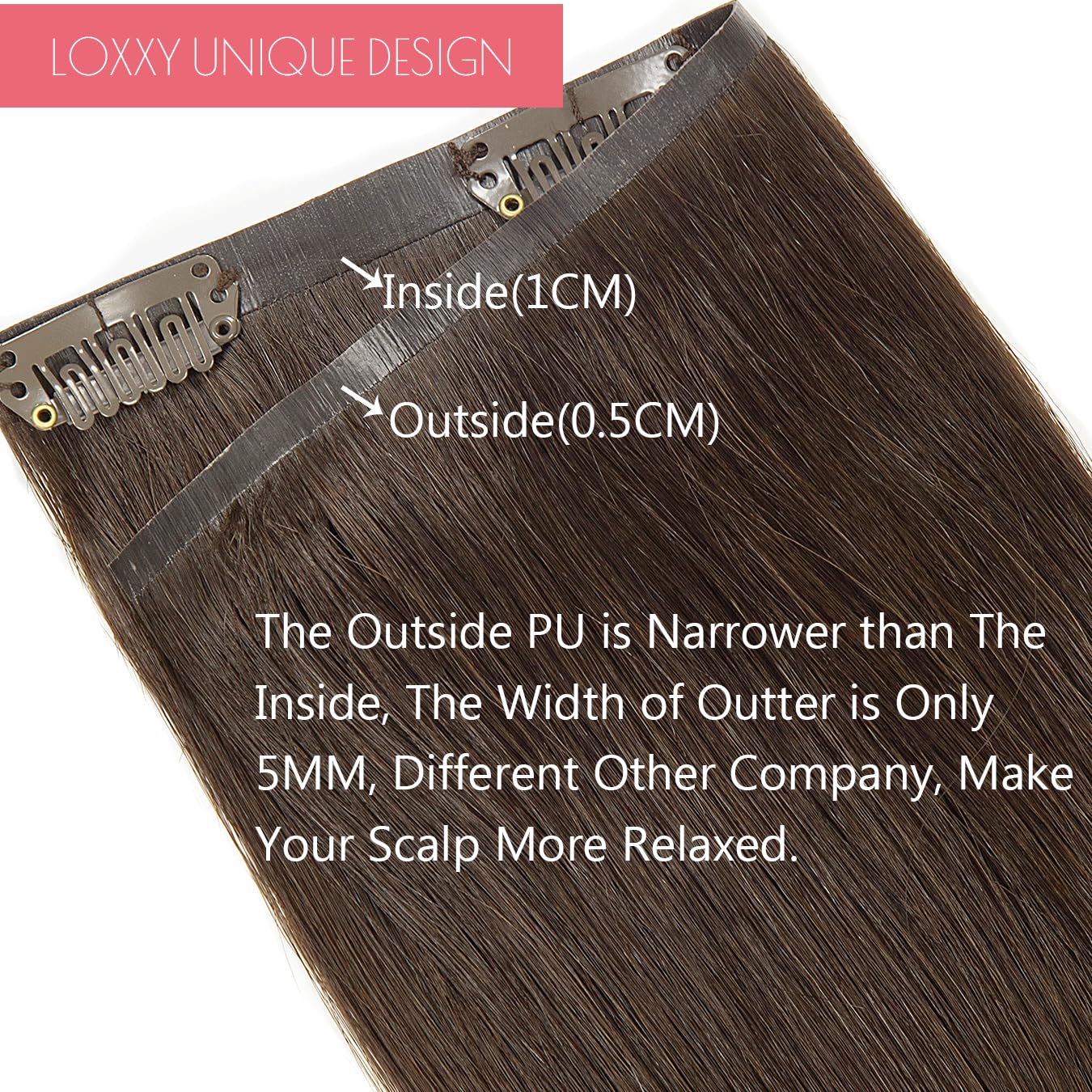 Loxxy Seamless Clip In Hair Extensions 22Inch 110G 7Pcs Light Dark Brown Real Human Hair Clip In Extensions Invisible With Pu Cl