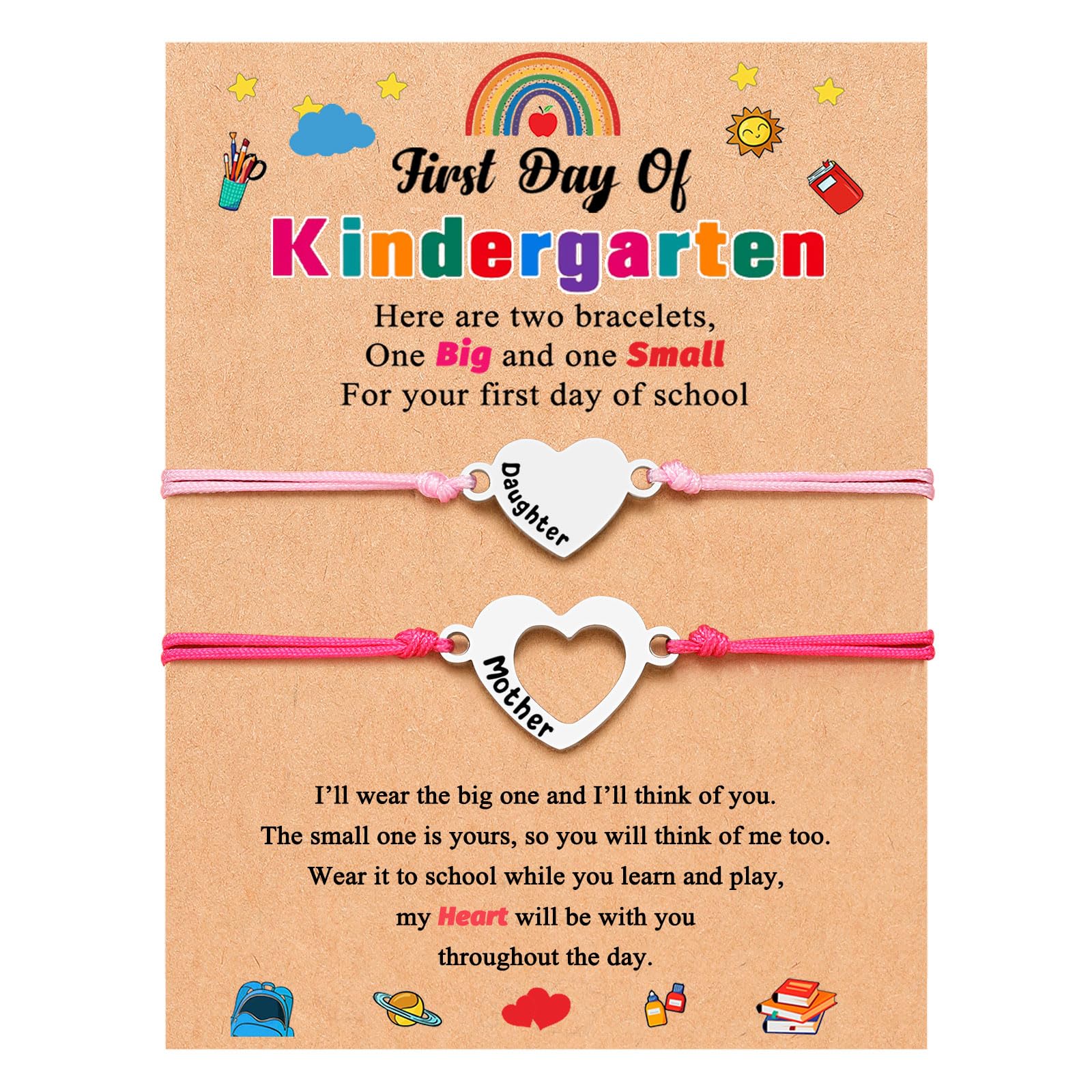UNGENT THEM Back to School Stuff First Day of Kindergarten Bracelet Mommy and Me First Day of School Bracelets Mom and Daughter 