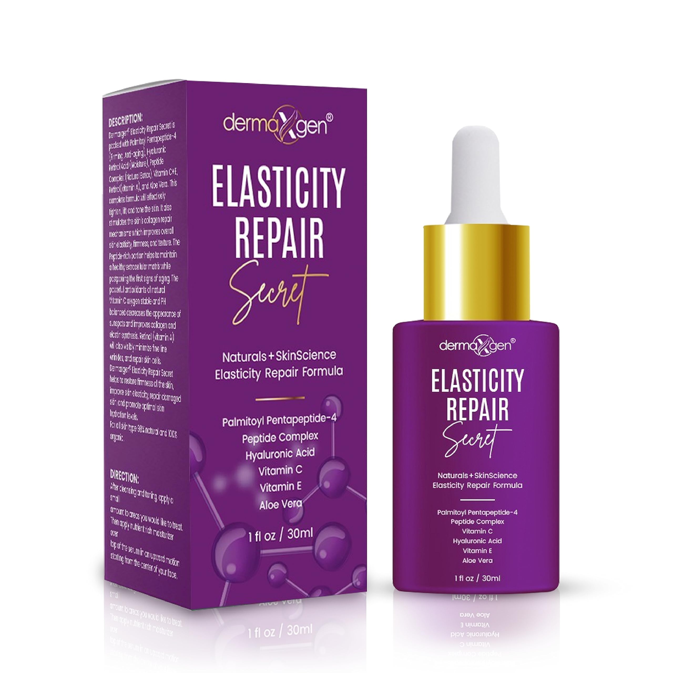 DERMAXGEN Elasticity Repair Serum, MATRIXYL 3000 - PURE ORGANIC Powerful Triple Combination Serum/Anti-Aging, Facial AGED Wrinkl