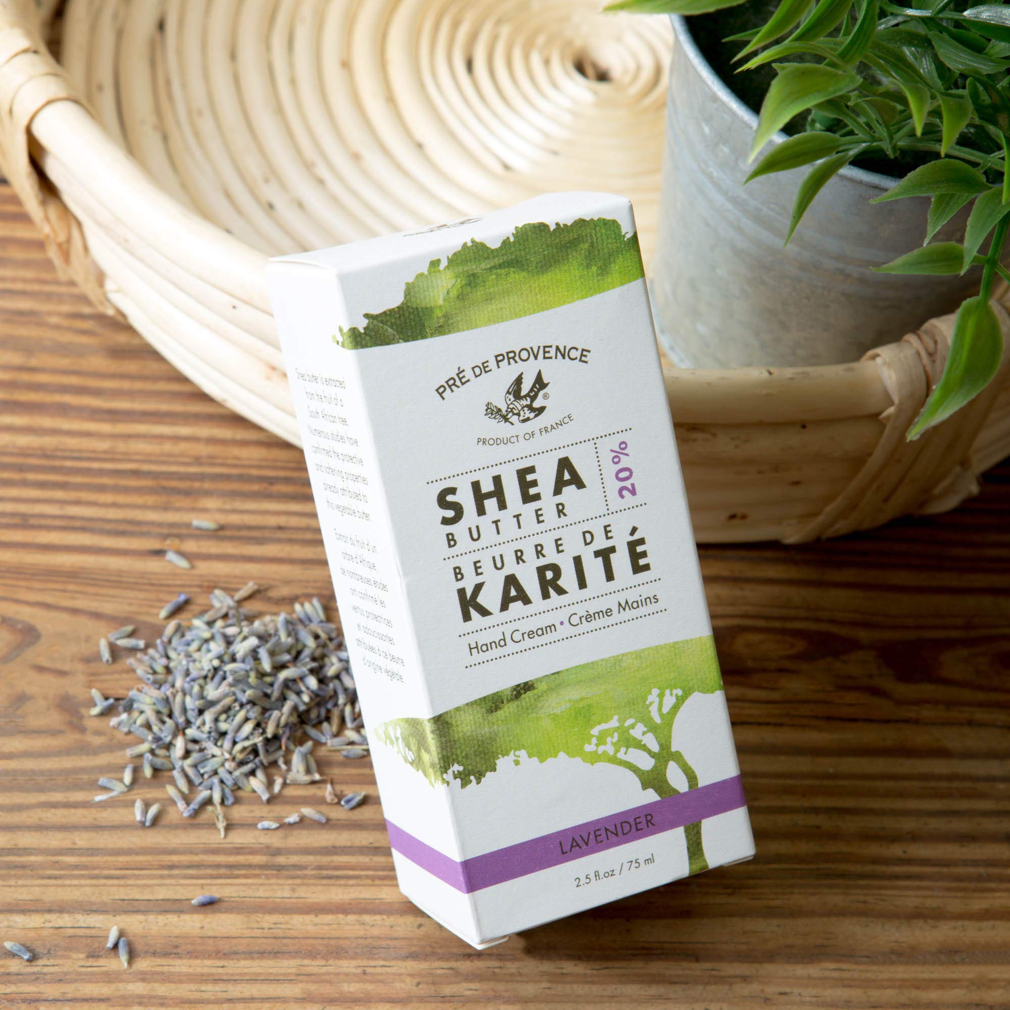 Pre De Provence 20% Natural Shea Butter Hand Cream, For Repairing, Soothing, & Moisturizing Dry Skin - Lavender (2.5 Oz)