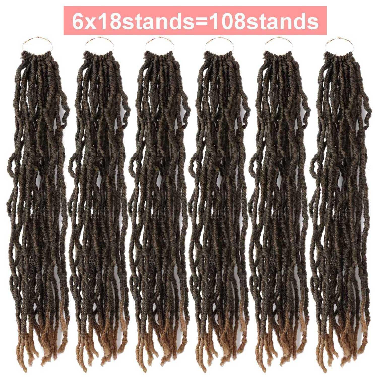 22 Inch Soft Locs Crochet Hair Pre Looped 6 Packs Faux Locs Crochet Braids Curly Wavy Goddess Locs For Butterfly Locs Hair (22 I