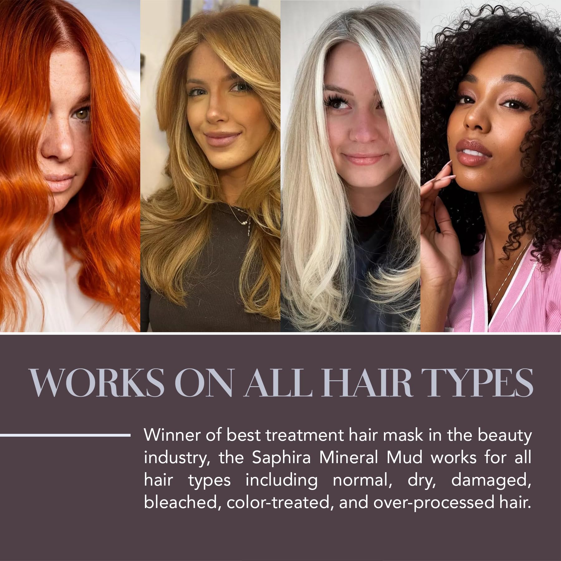 Saphira Deep Healing Hair Treatment Mineral Mud Mask For Dry, Damaged, Bleached, Color-Treated Hair & Scalp L Repairs, Hydrates