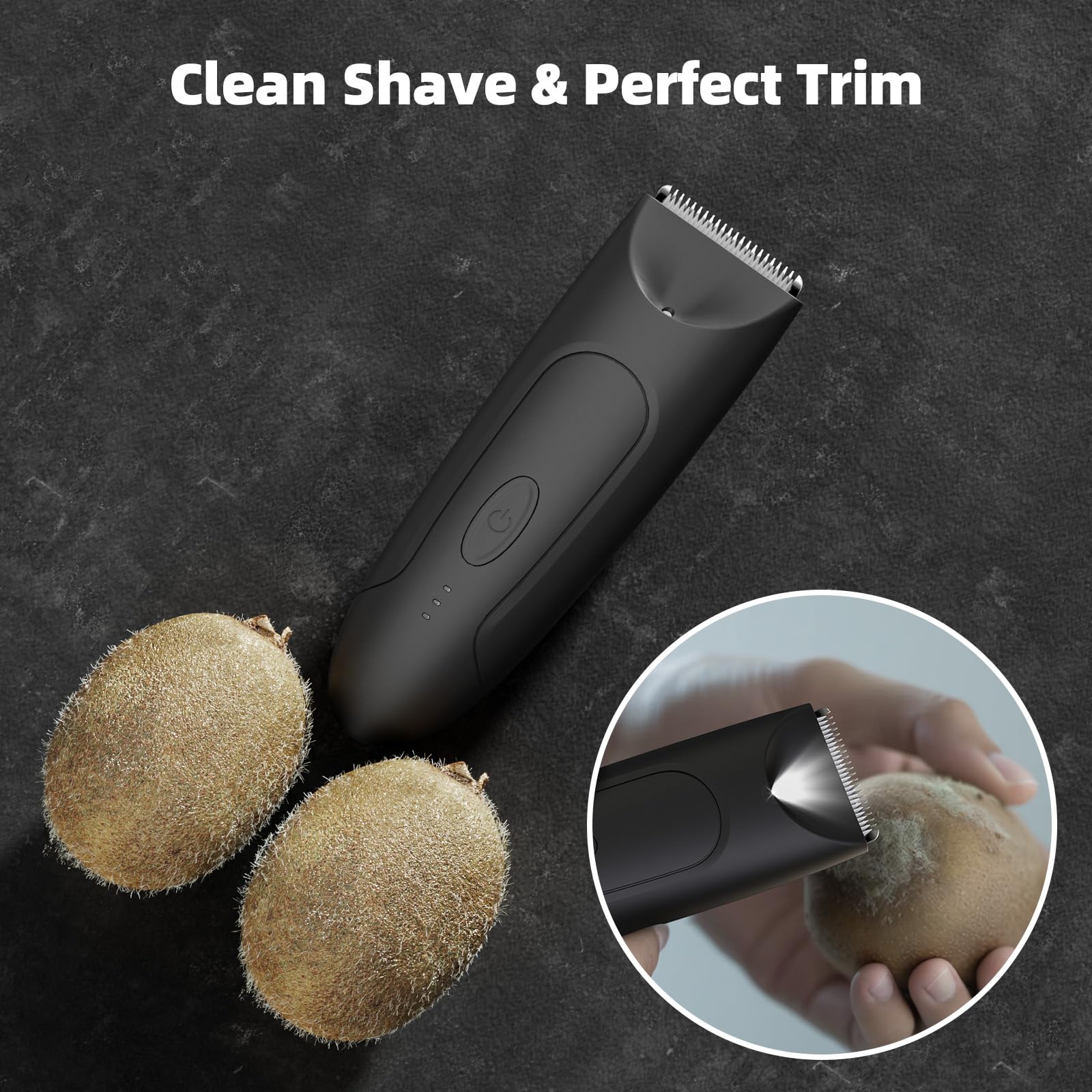 CLEVEB Body Hair Trimmer W030 - Waterproof, Rechargeable, Adjustable Length, Black, Multifunctional Shaver with LED Indicator