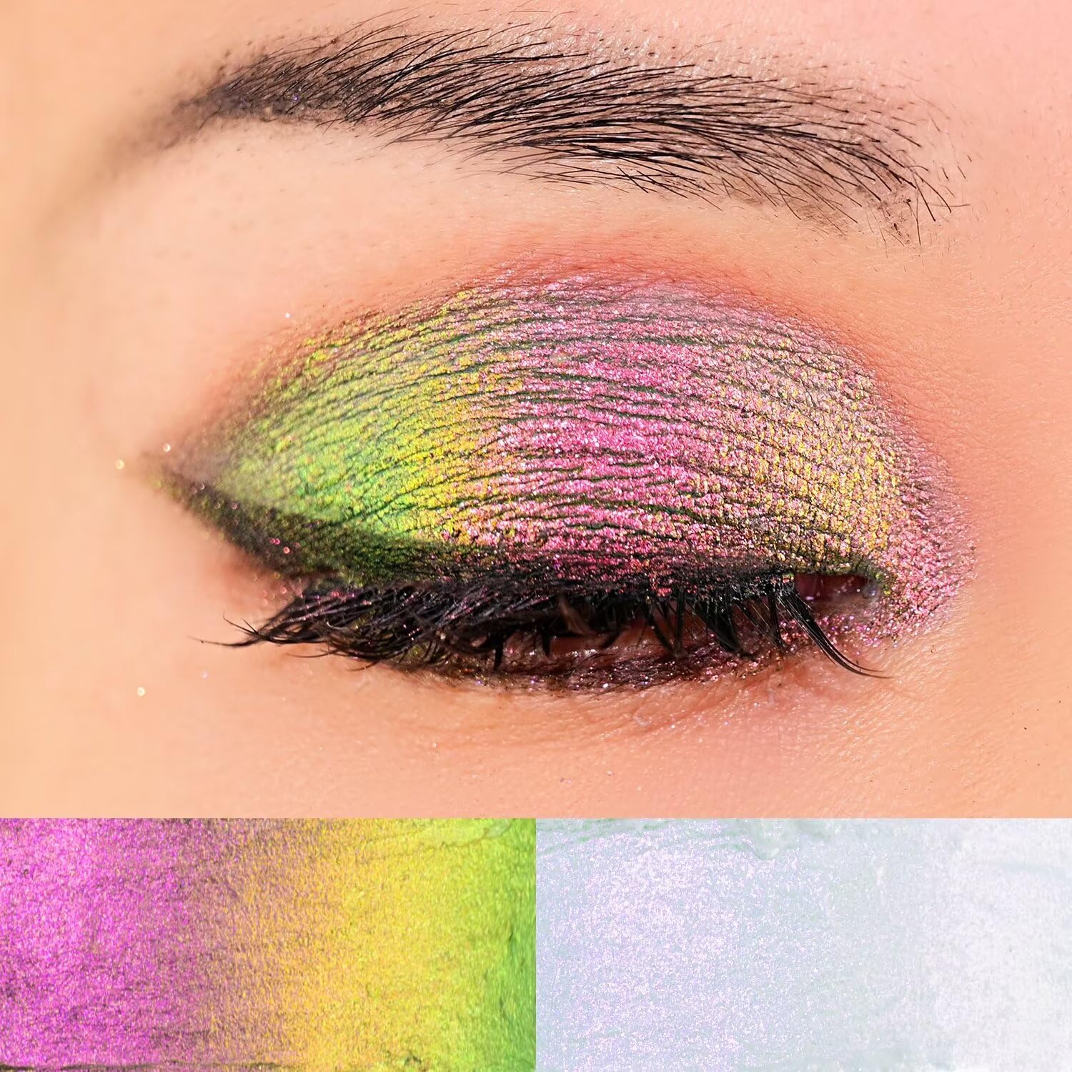 Charmacy Multichrome 2 In 1 Cream Eyeshadow Stick, Waterproof Eye Brightener Highlighter Stick Makeup, High Pigmented, Smudge-Pr