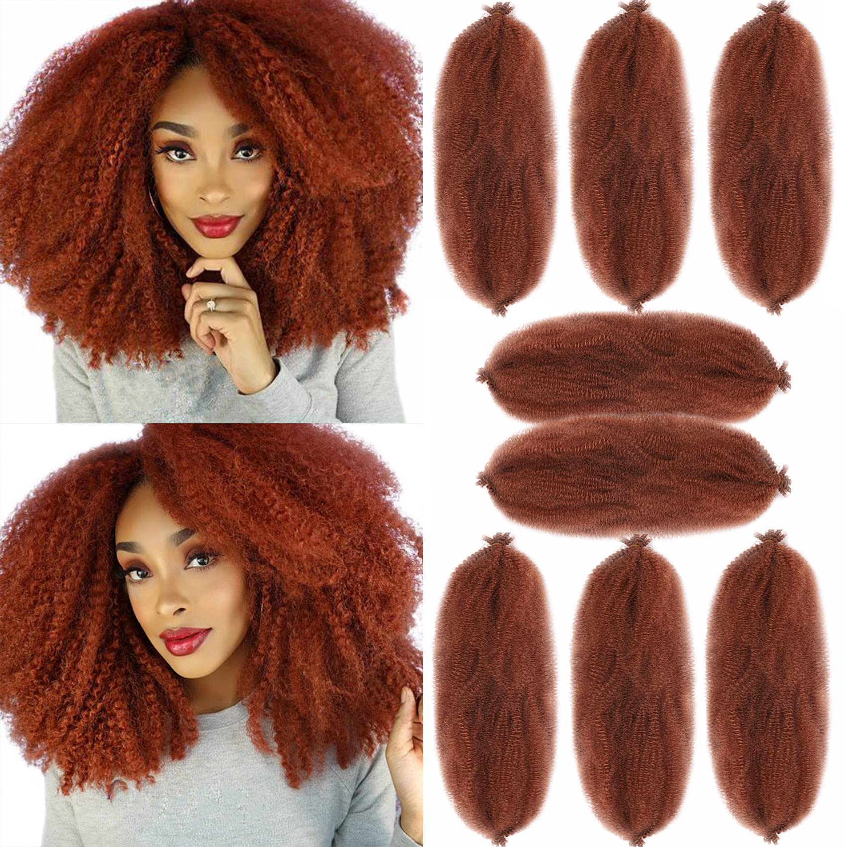 Pre-Separated Marley Twist Braiding Hair 16 Inch Ginger Springy Afro Twist Hair 350 Color for Distressed Butterfly Locs soft loc
