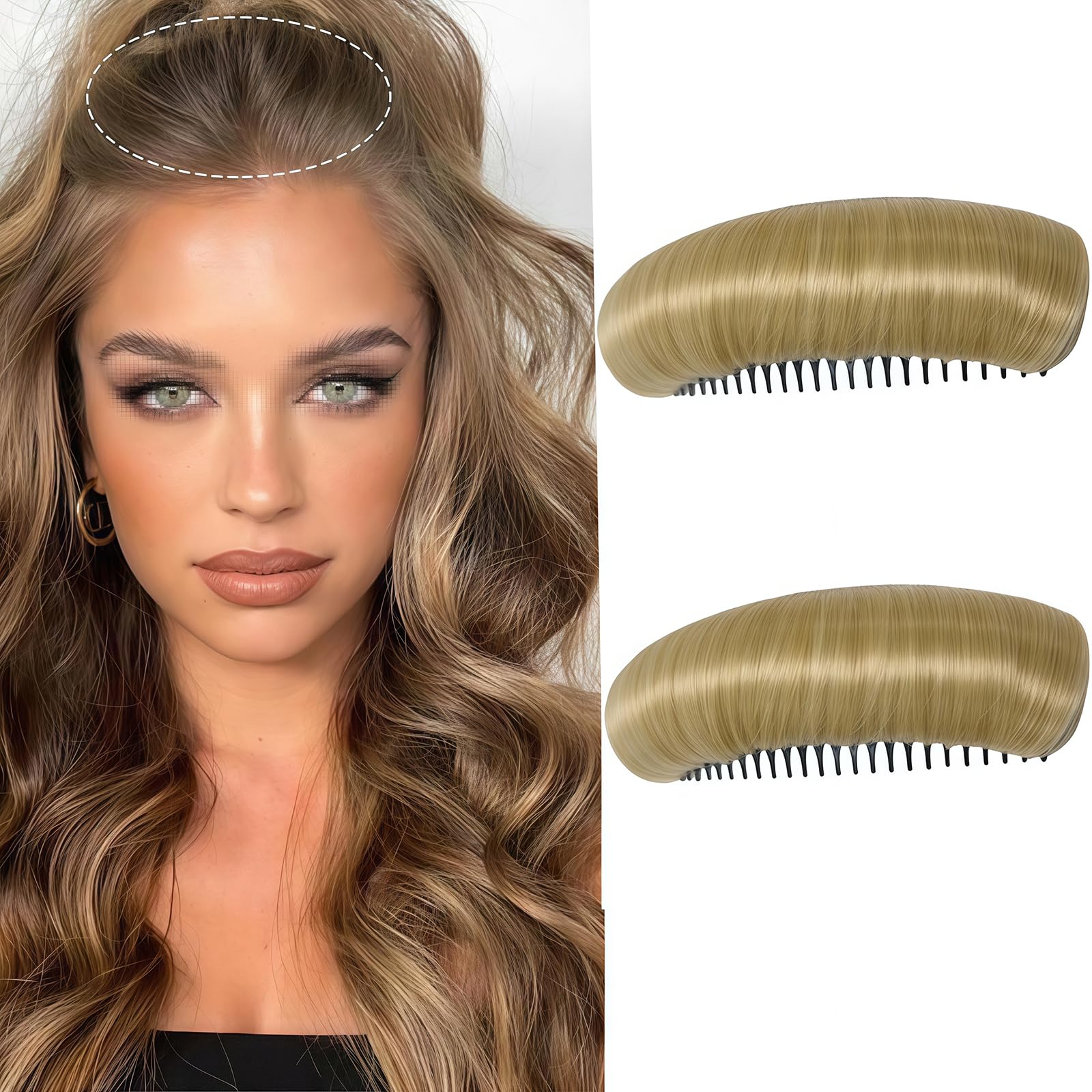 2 Pcs Hair Bun Invisible False Hair Clip Hair Base Bump Fluffy Hair Pad Bump It Up Volume Hair Base Fluffy Princess Styling Inse