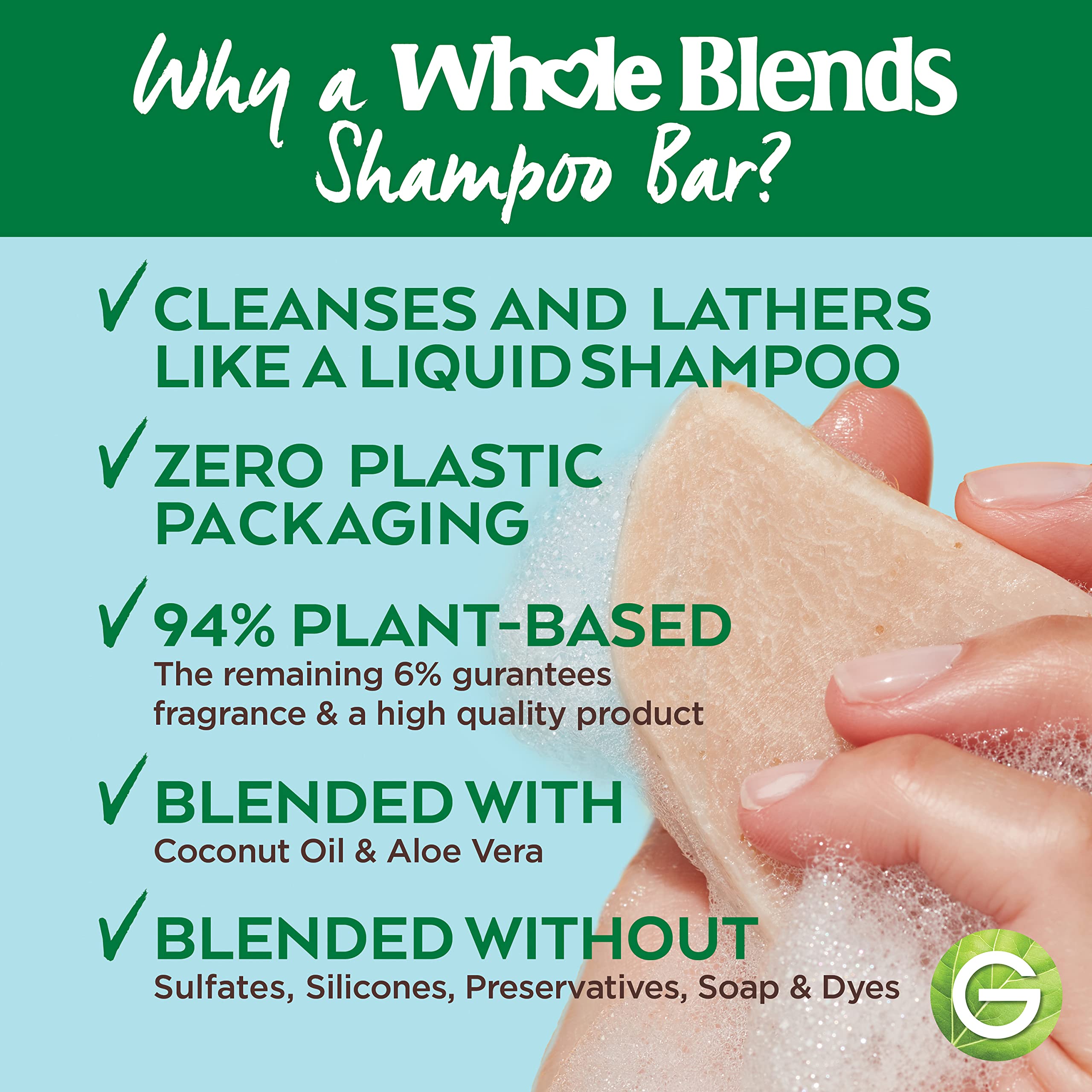 Garnier Whole Blends Hydrating Shampoo Bar For Normal Hair, Coco & Aloe Vera, 2 Oz, 1 Count (Packaging May Vary)