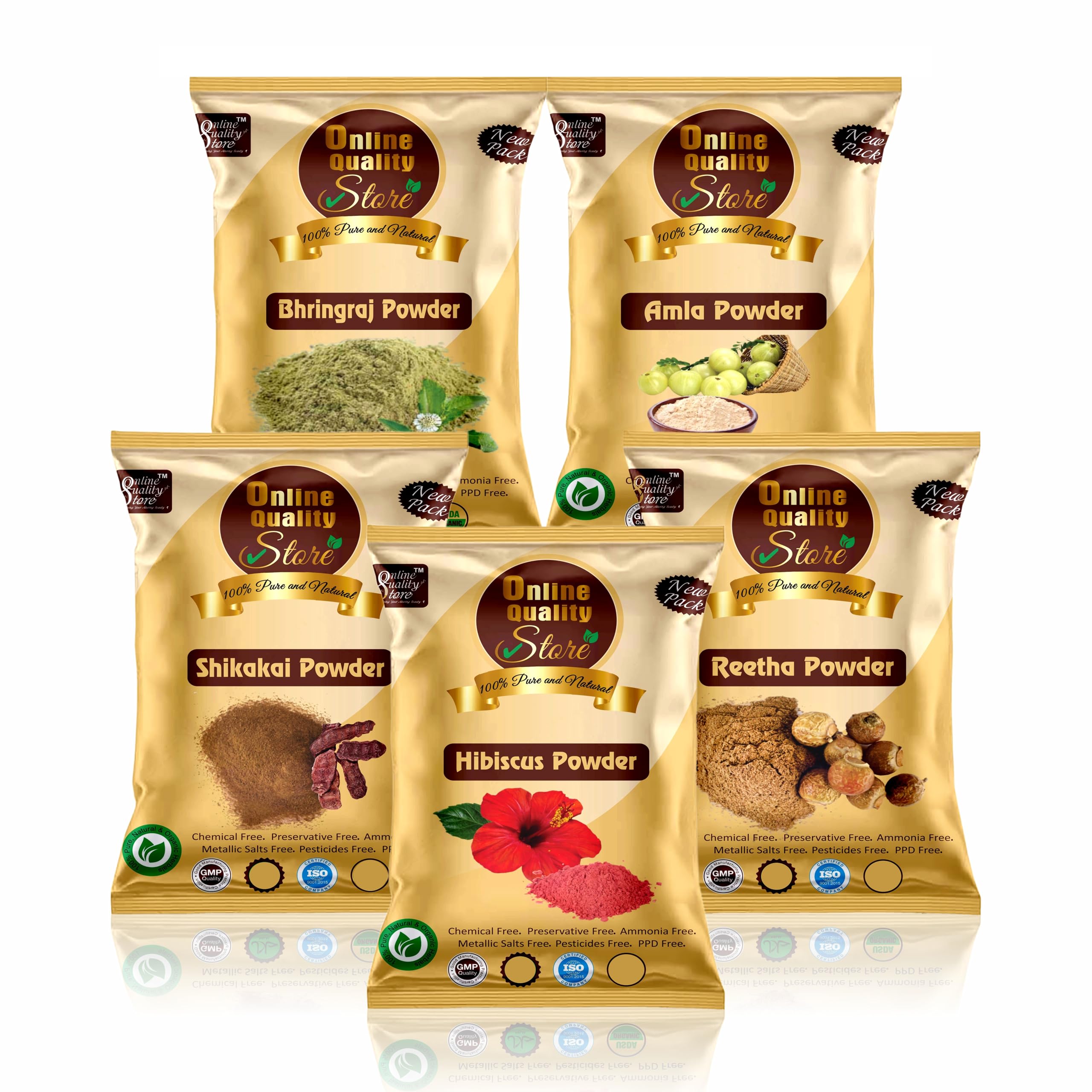 Online Quality Store Amla Reetha Shikakai, Bhringraj and Hibiscus Powder for Hair, 200g