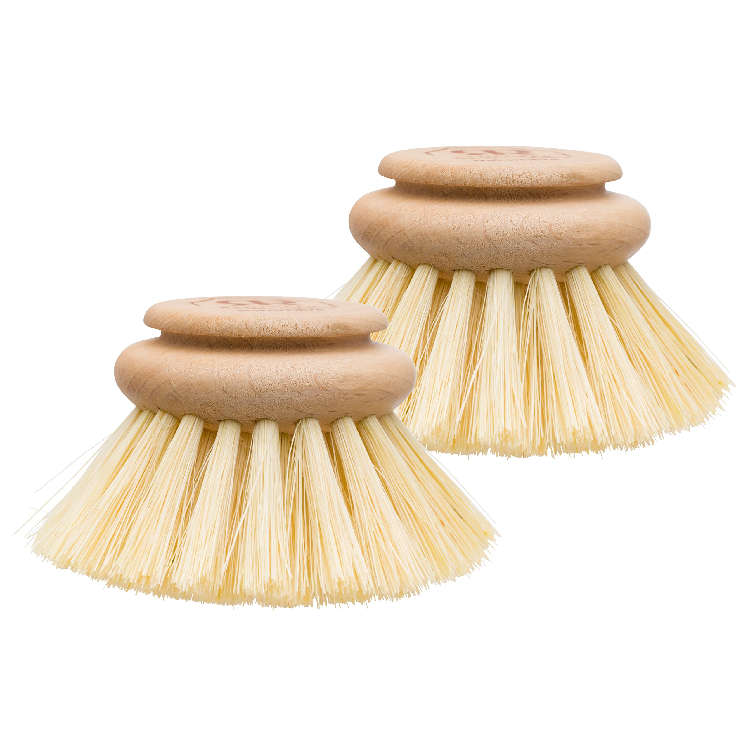 Redecker Dish Brush Replacement Heads, Tampico Fiber, 2 Inch Round, 2 Pack  Wooden Brush Refills for Dishes & Cookware, Made in
