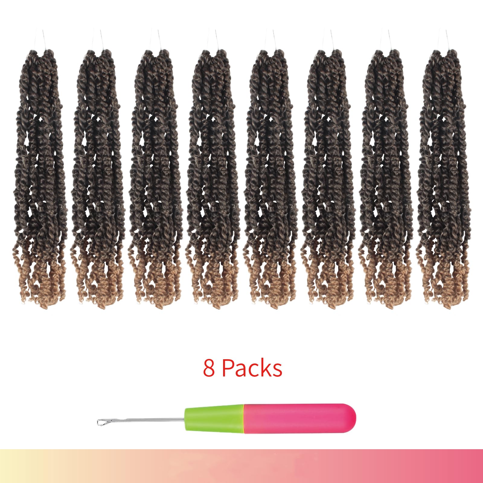 The BOHOBABE Crochet Passion Twist Hair Pretwisted 12 Inch Short Pre-looped Passion Twist Crochet Braiding Hair 8 Packs(T27)