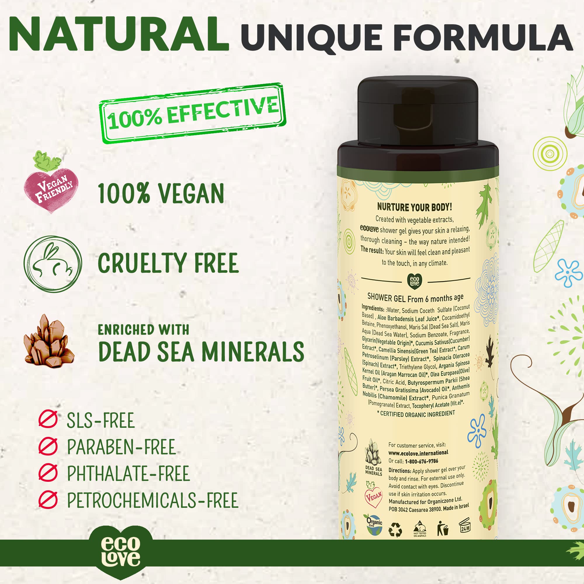 Ecolove - Natural Moisturizing Body Wash For Dry Skin - With Organic Cucumber - No Sls Or Parabens - Vegan And Cruelty-Free Show