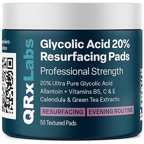 Qrxlabs Glycolic Acid 20% Resurfacing Pads For Face & Body With Vitamins B5, C & E, Green Tea, Calendula, Allantoin - Exfoliates