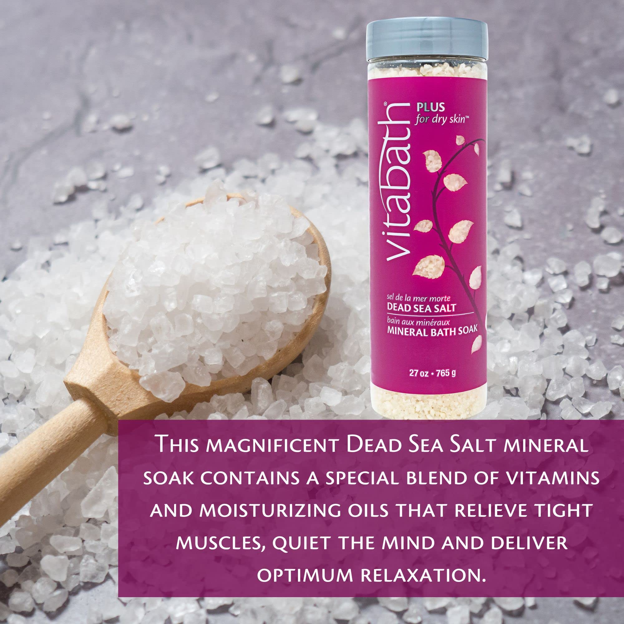 Vitabath Plus For Dry Skin Mineral Bath Soak Reviving Muscle Recovery, Soreness, Tension Relaxing Dead Sea Salts & Skin Nourishi