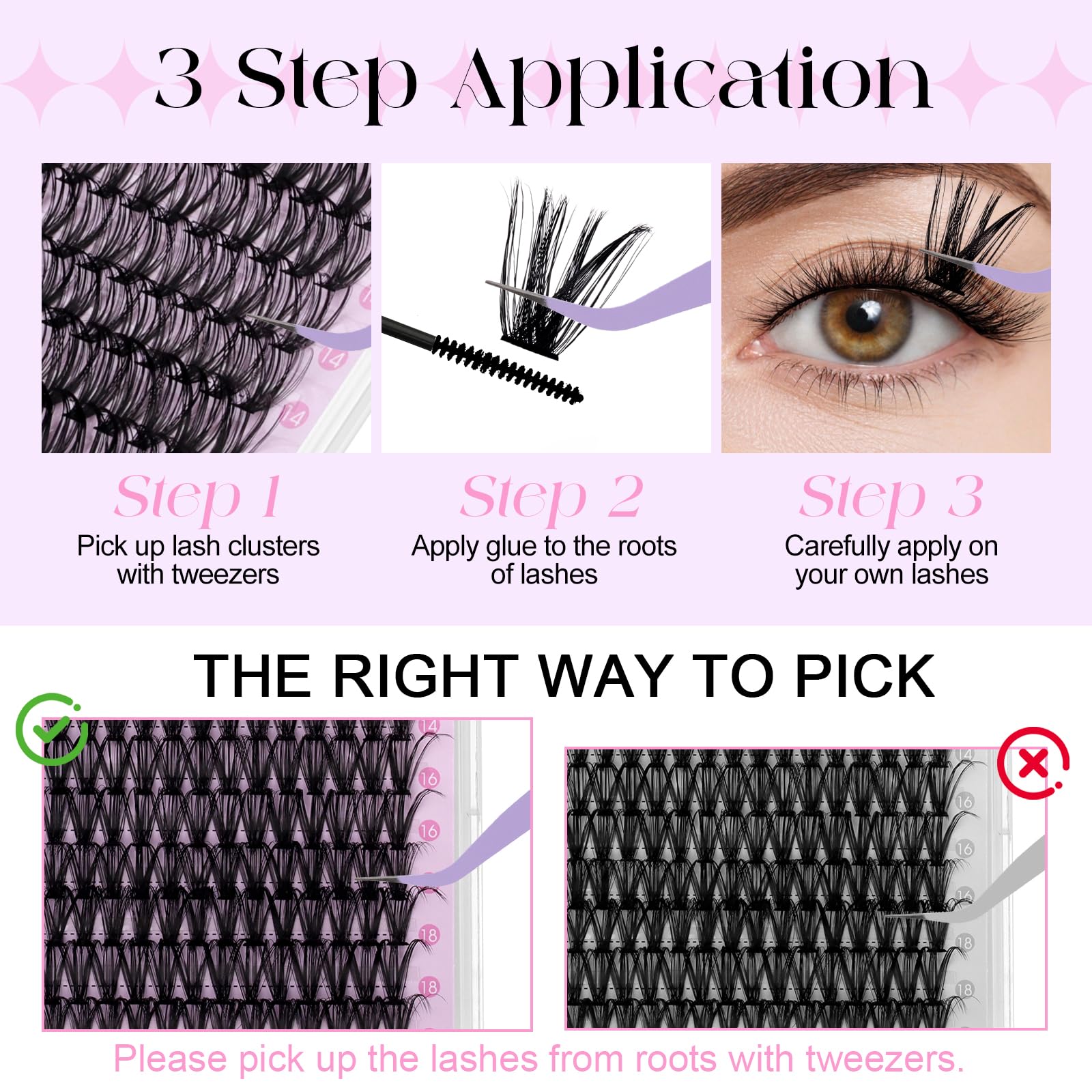 DIY Lash Extension Kit 80D Wispy Lashes 280PCS D Curl 10-18mm Individual Cluster Lashes Kit Includes Lash Bond and Seal,lash Twe