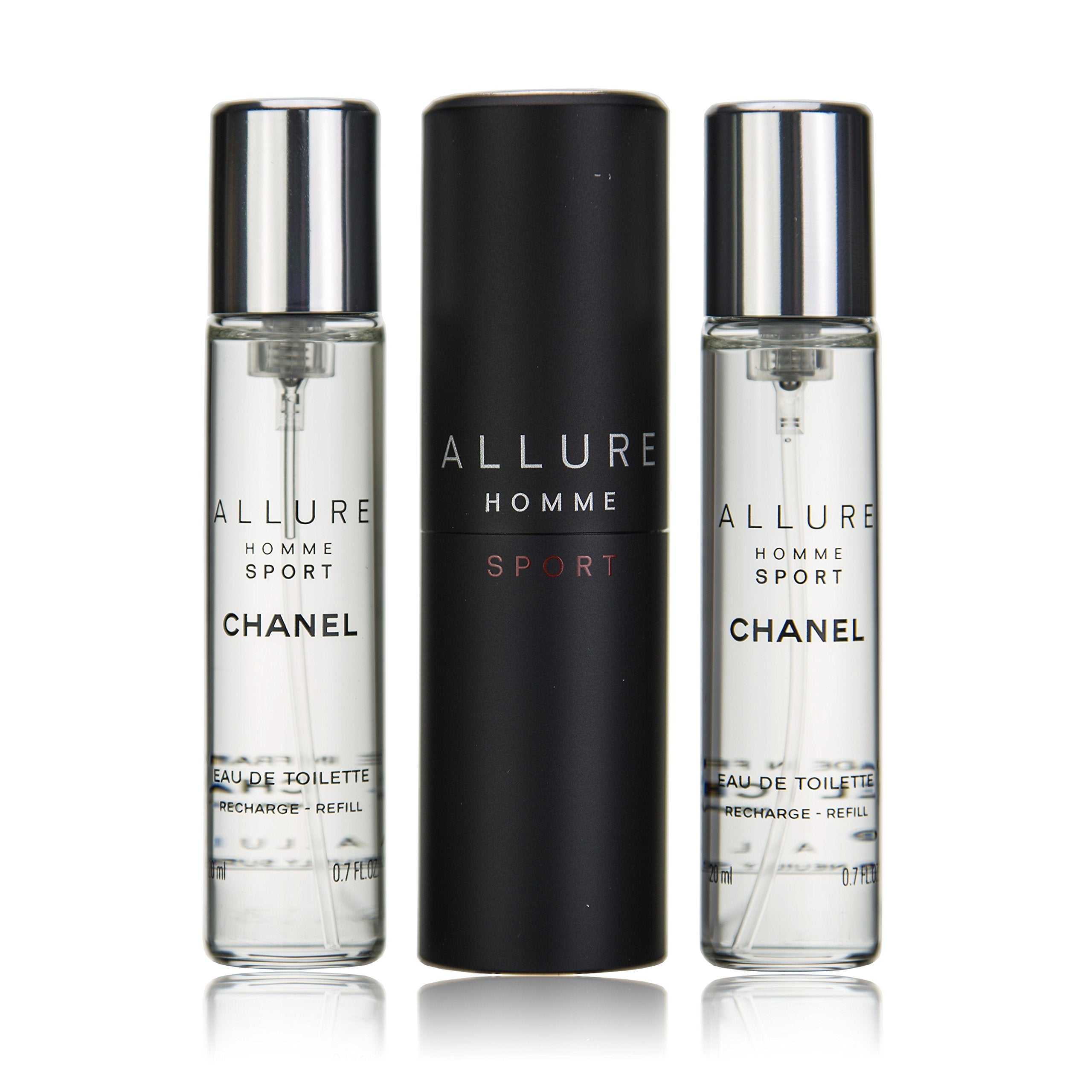 Chanel Allure Homme Sport Eau De Toilette Travel Spray (With Two Refills) - 3X20Ml/0.7Oz, Clear, Fresh Natural, 2.1 Fl Oz