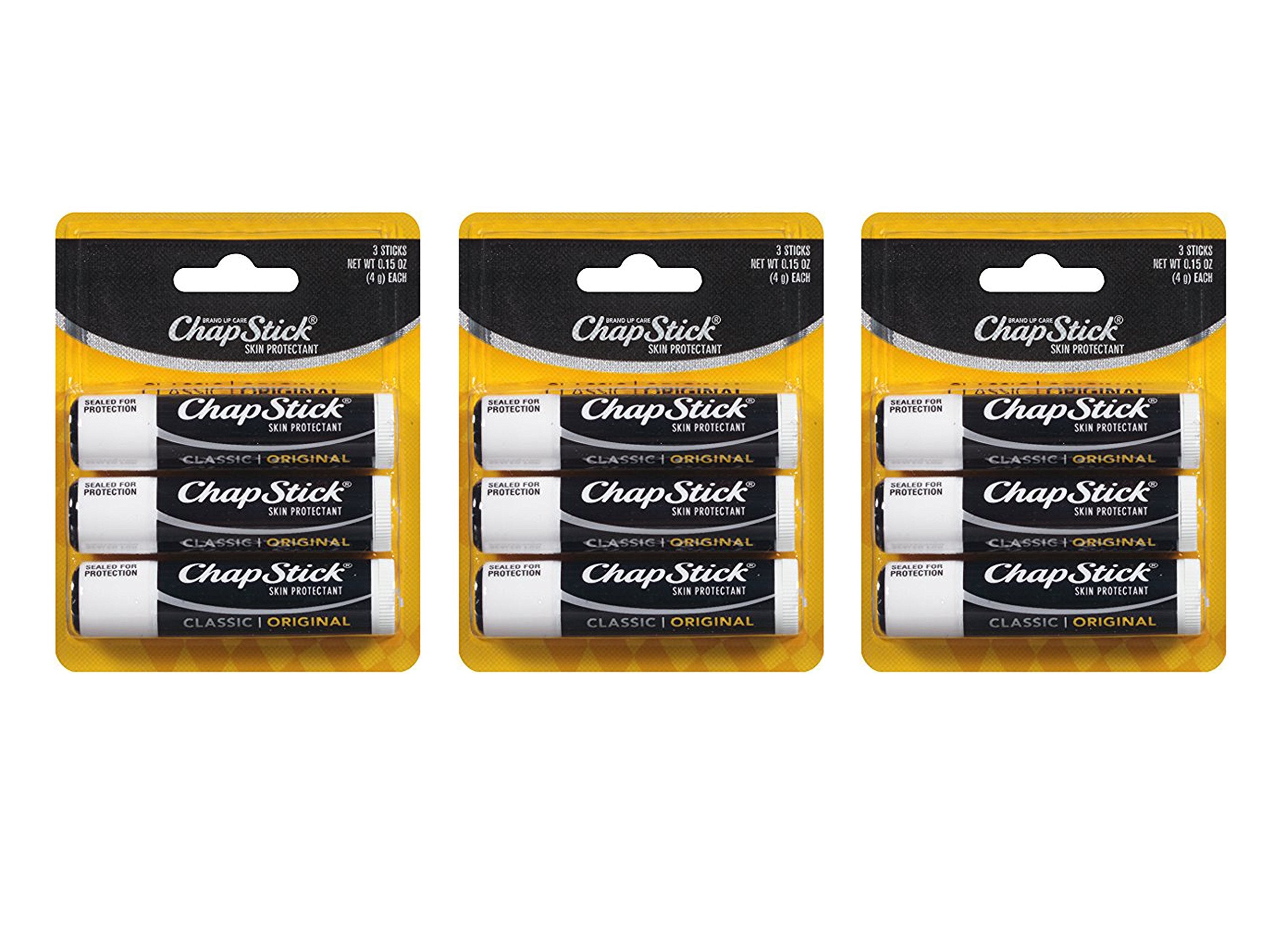 ChapStick Classic Original Skin Protectant (3-Count (Pack of 4), 0.15 Ounce Each)