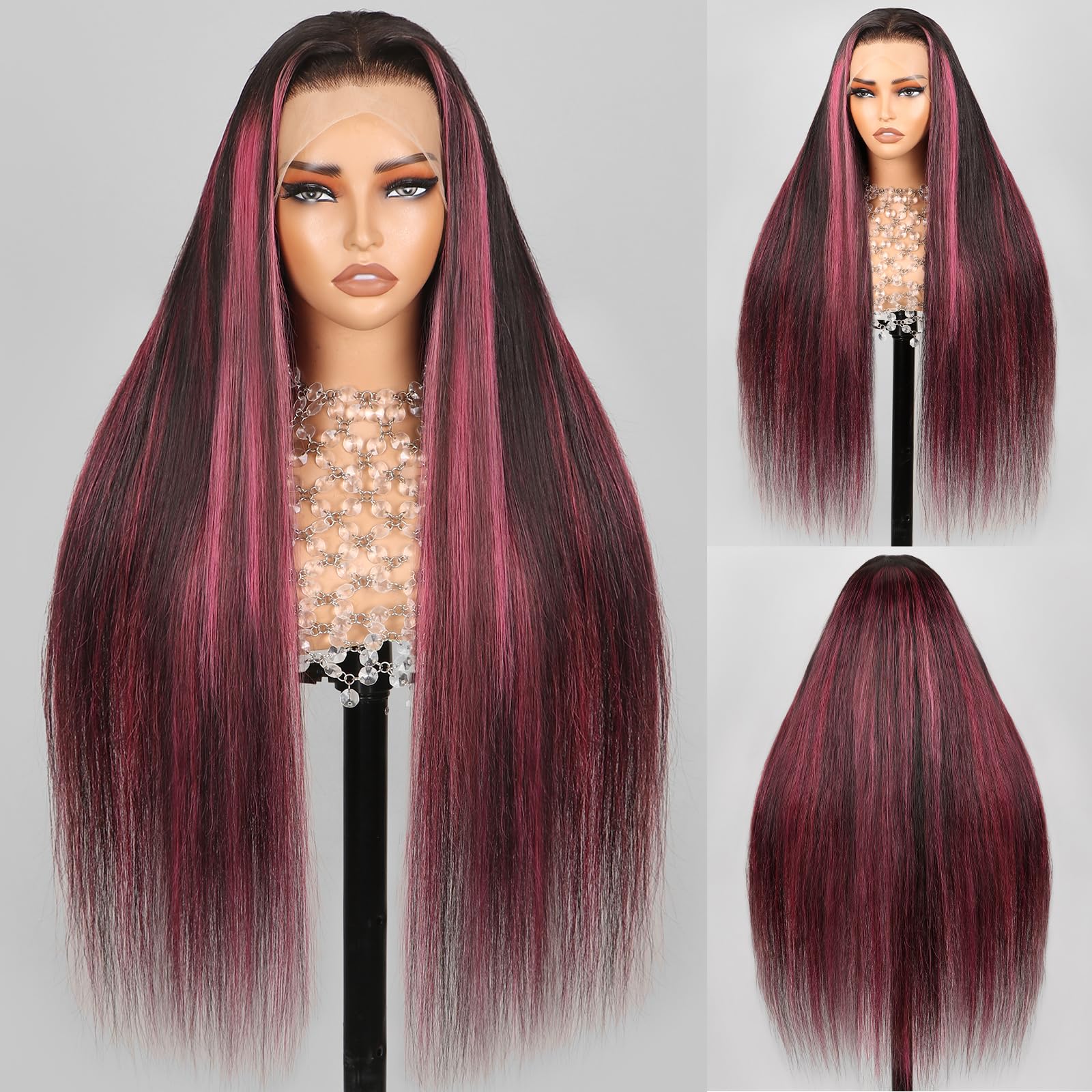 Megalady Beauty Arabella Highlight Lace Front Wig Human Hair 13x4 Ombre Lace Front Wig Human Hair 210% Density HD Lace Frontal W