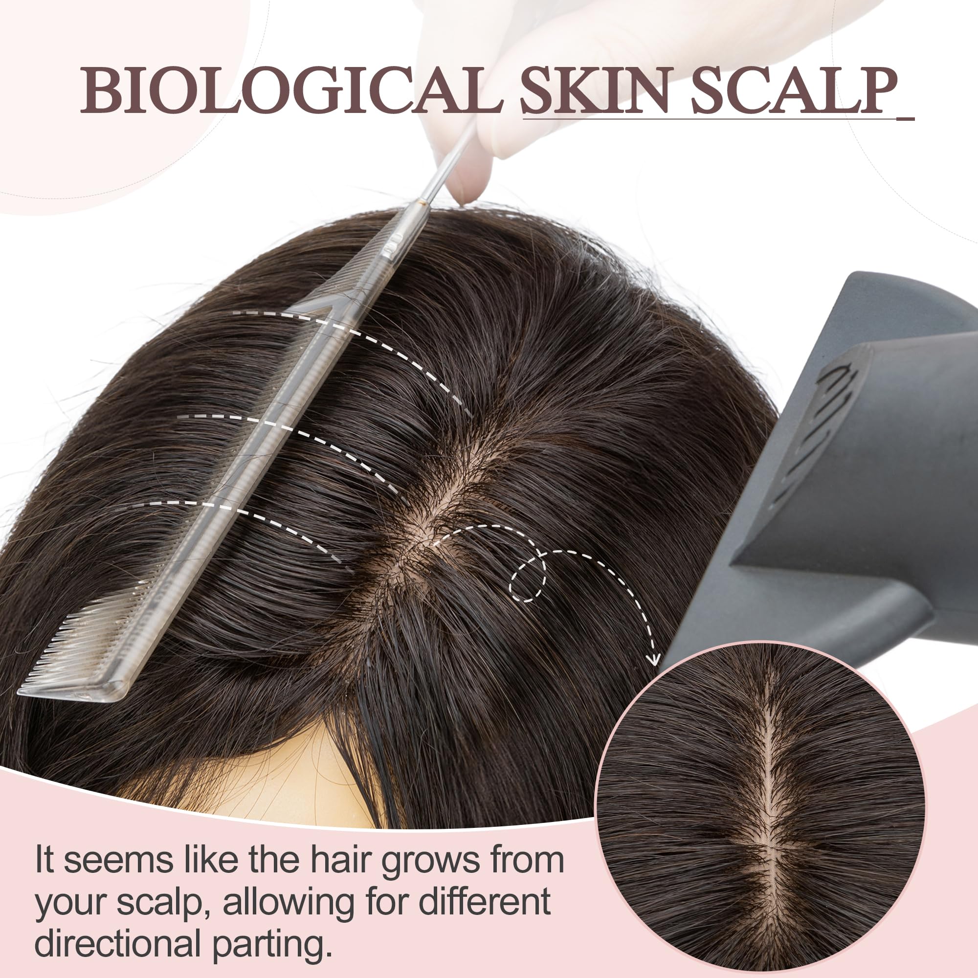 SEGO Hair Toppers for Women Real Human Hair Large Full Silk Base 9 * 14 cm Free Part No Bangs 150% Density Clip In Topper Hairpi