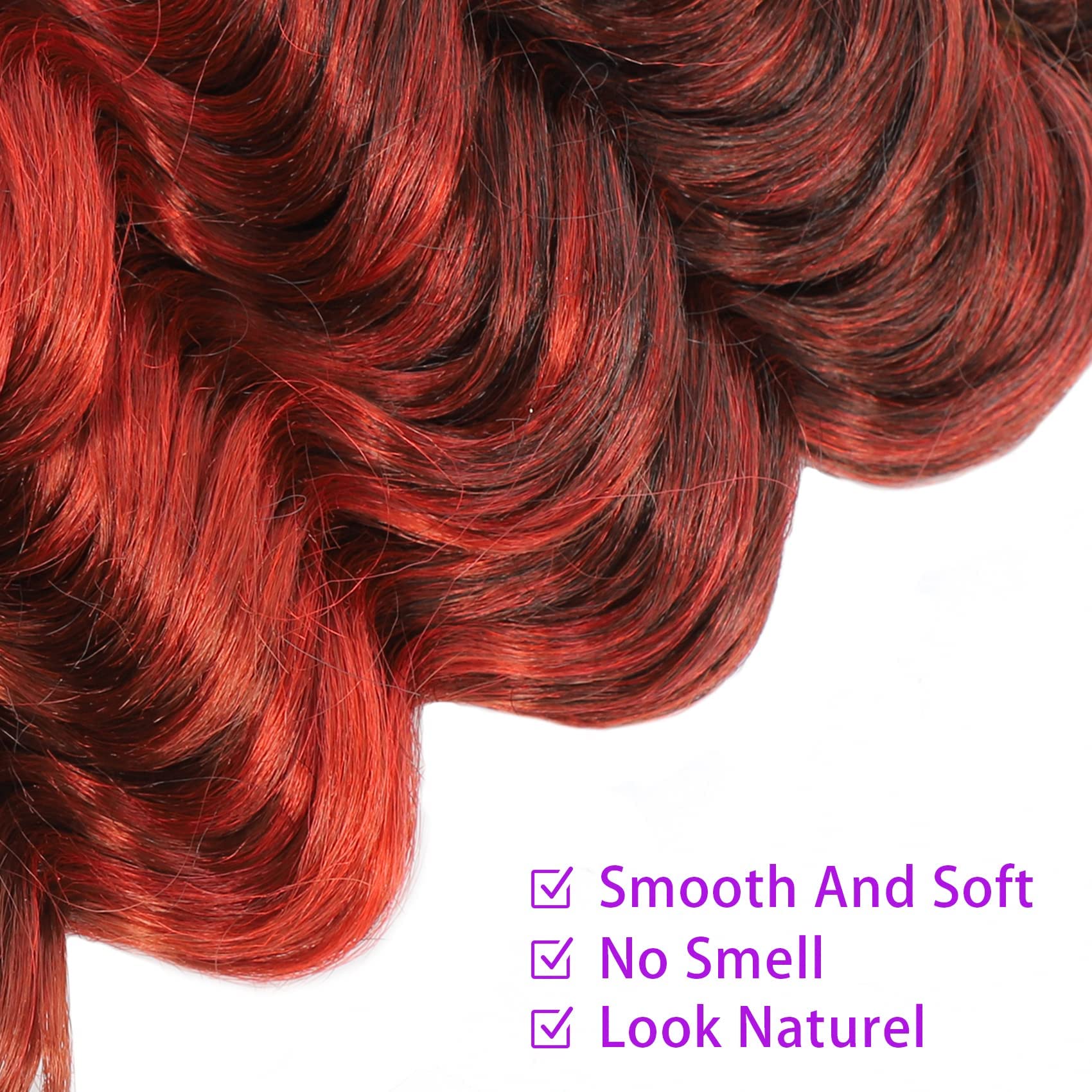 Ocean Wave Crochet Hair Deep Wave Crochet Natural Ombre Red Ocean Wave Braids Hair Synthetic Crochet Braiding Hair Extensions 8