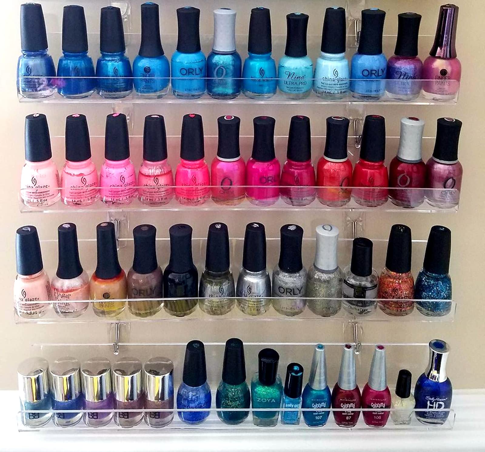 Acrylic Nail Polish Organizer Wall Mounted Nail Polish Display Racks 4 Pack Essential Oil Stand Holder Home Organizer