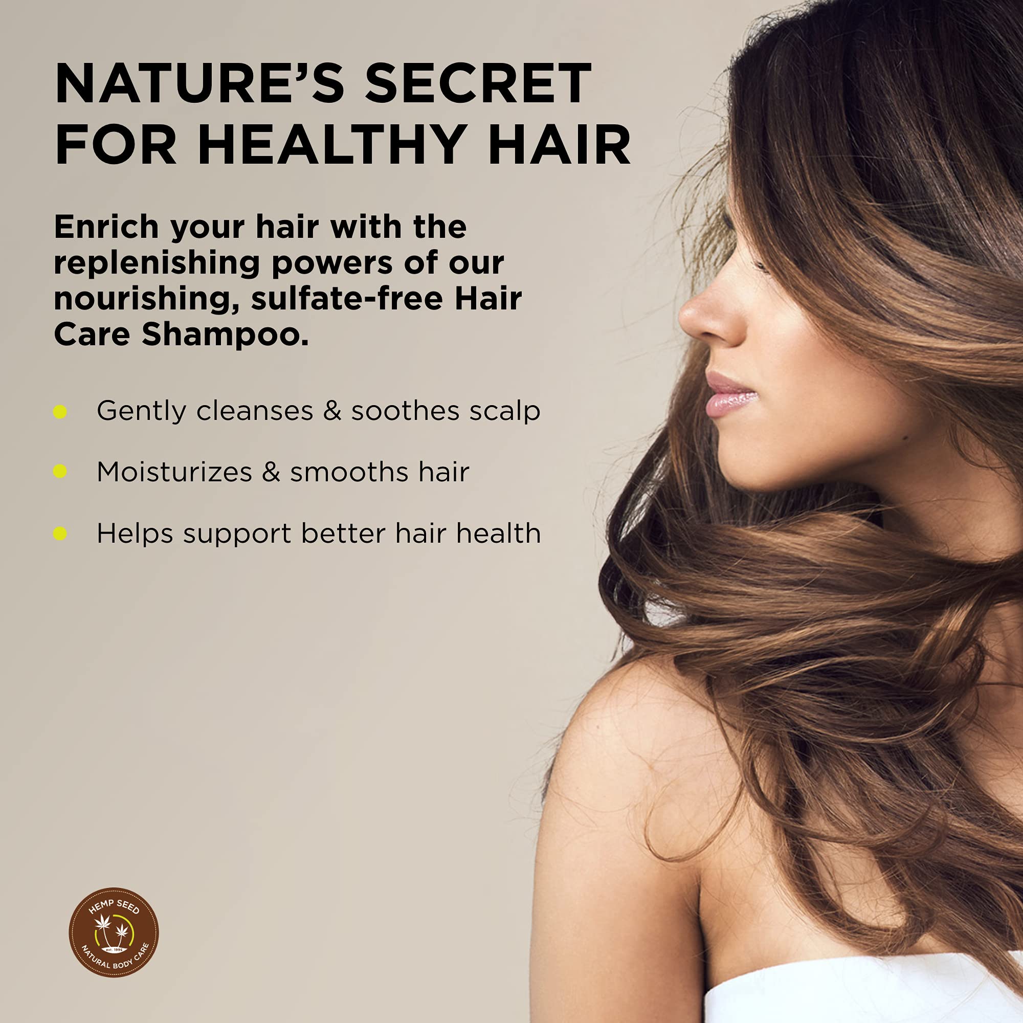 Hemp Seed Hair Care Shampoo, Naked in the Woods - 8 oz - Moisturizes Hair, Cleans & Soothes Scalp - Sulfate-Free Formula with He