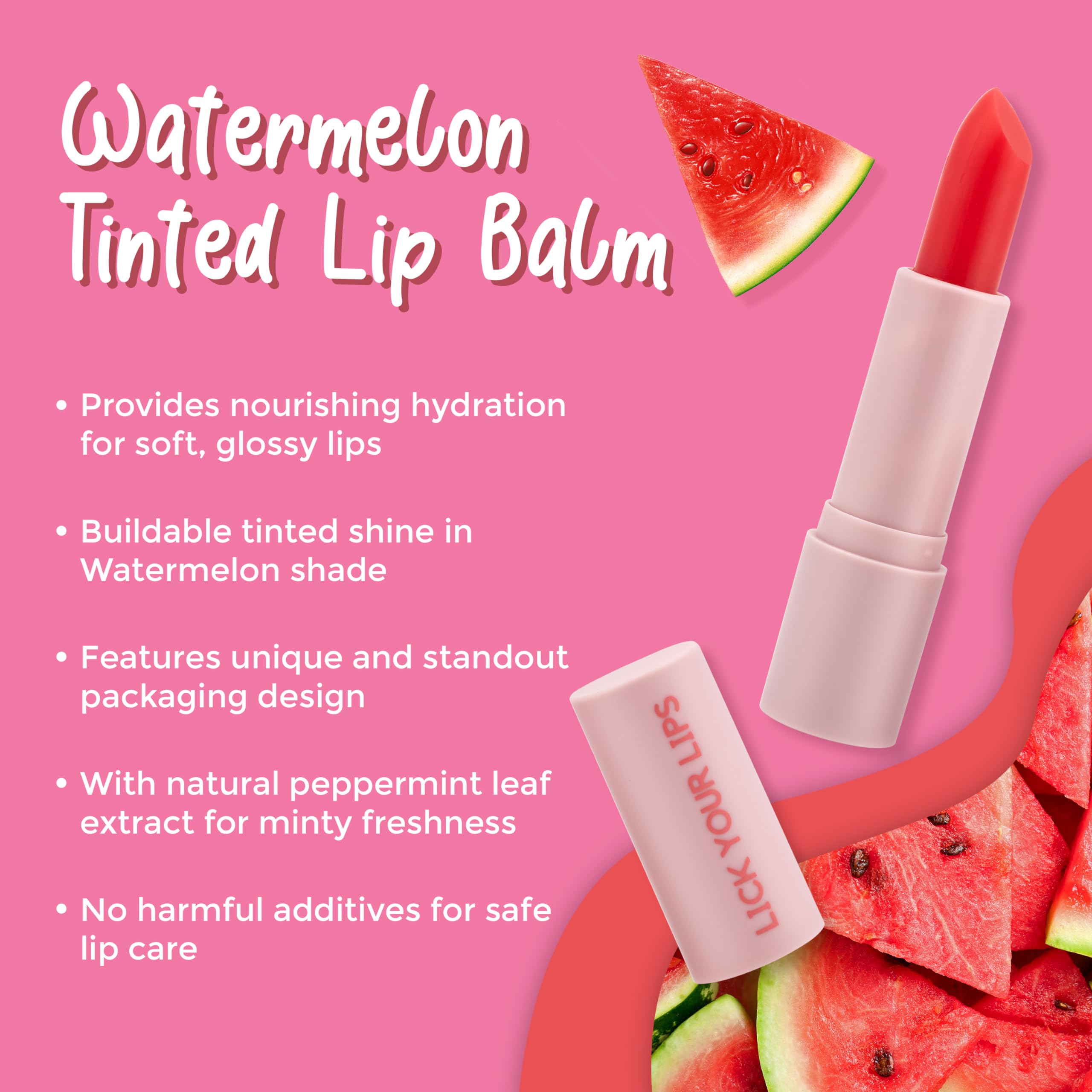 Watermelon Tinted Lip Balm And Strawberry Sugar Lip Scrub Stick Duo - Lip Scrubber Exfoliator Helps Lip Repair, Deep Hydration,