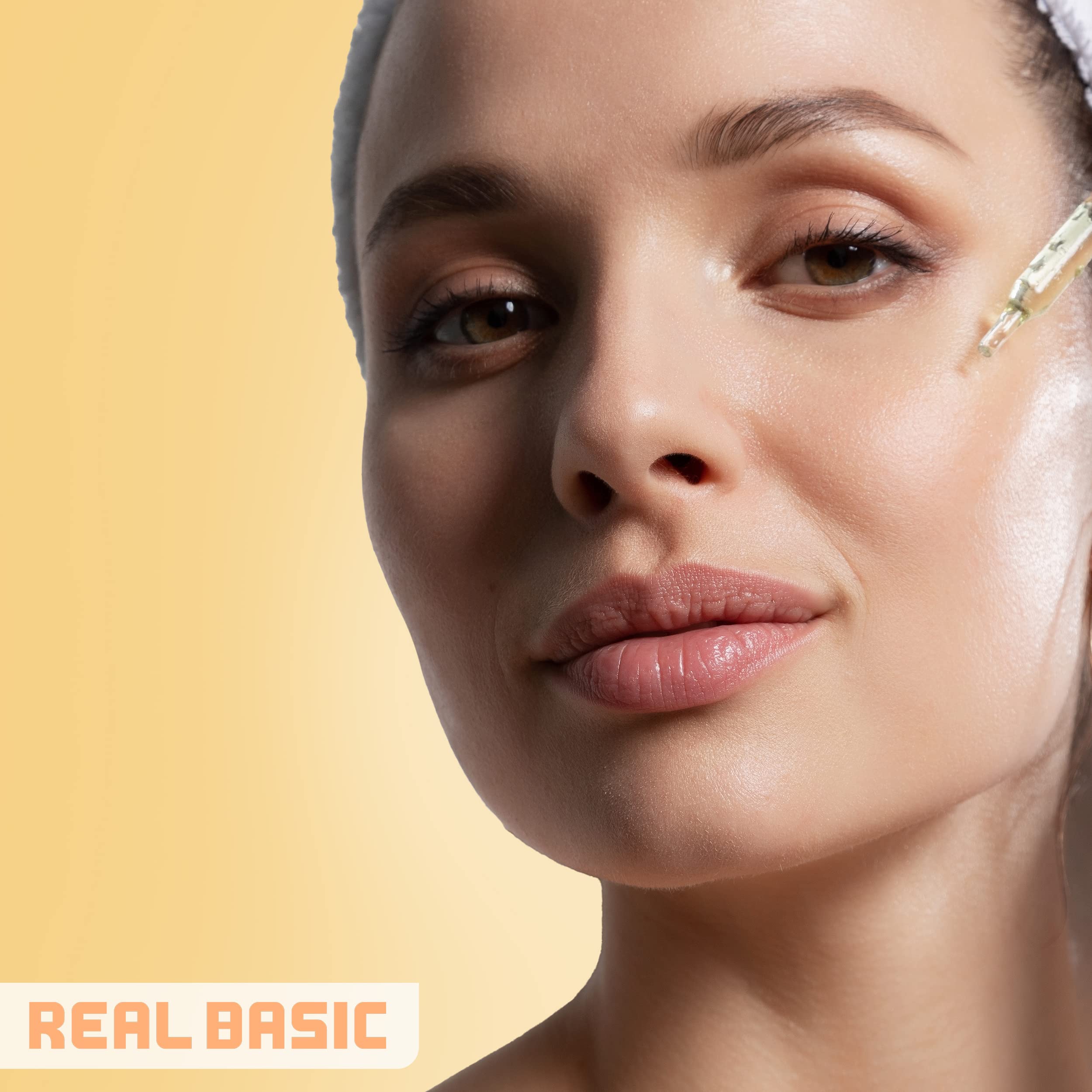 Real Basic Skin Serum for Brighter and Even Skin with Vitamin C, Ferulic Acid & Vegan Probiotic Kombucha 1 oz. - Vitamin C Serum