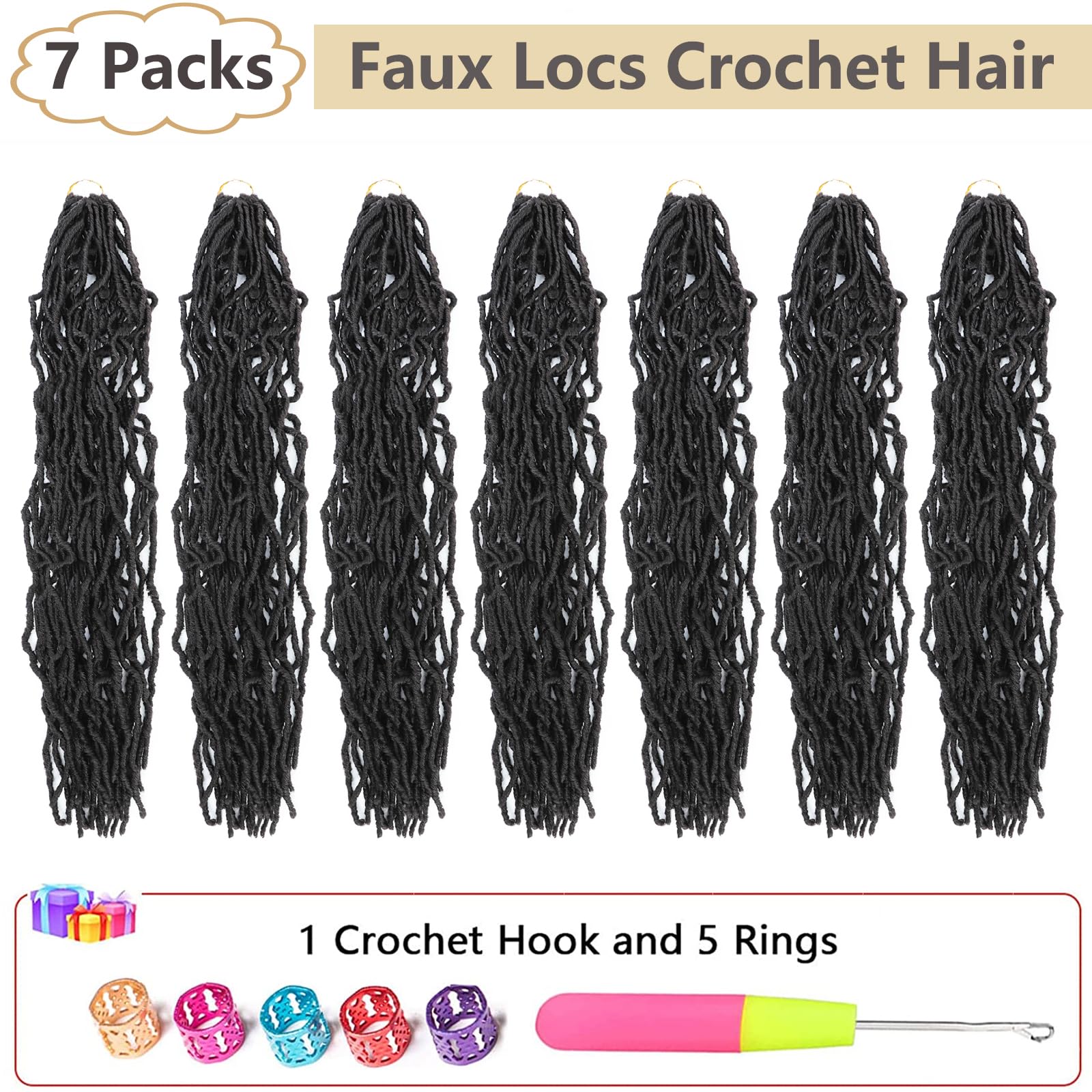 Faux Locs Crochet Hair Dark Brown Soft Locs 30 Inch 7 Packs Long Crochet Locs Goddess Locs Natural Synthetic Pre looped Crochet