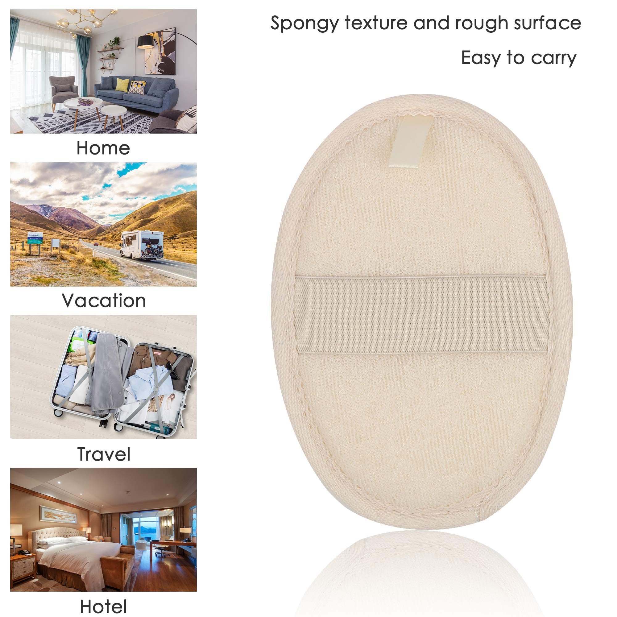 10 Packs Exfoliating Loofah Sponge Pads,Large 4x5.7-100% Natural Luffa and Terry Cloth Materials,Loofa Sponge Scrubber Body Glov