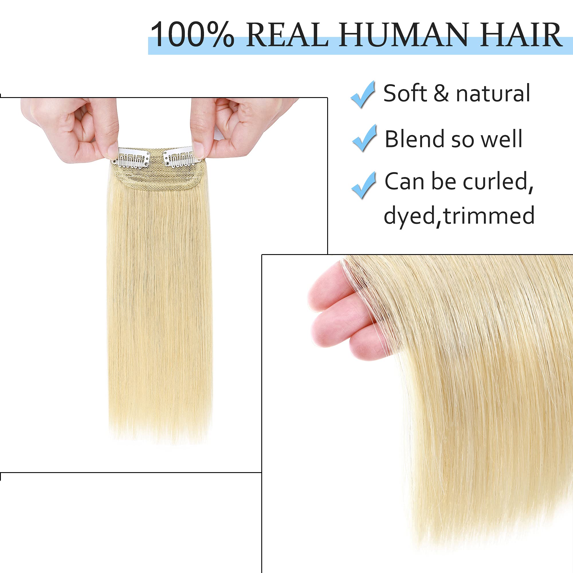SEGO Short Hair Extensions Clip in Human Hair 6 Inch Hairpiece Human Hair Toppers for Women With Thinning Hair Adding Hair Volum