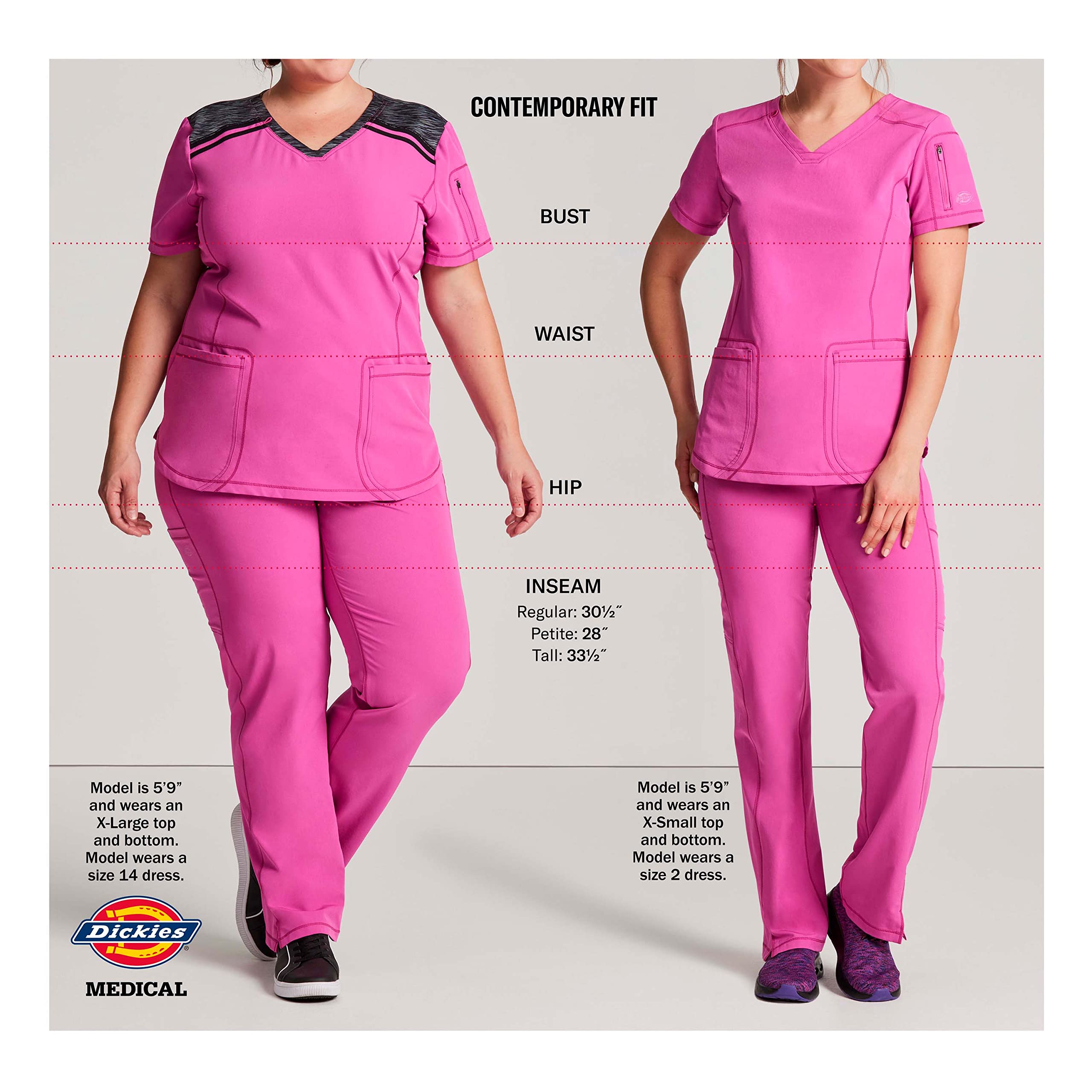 Dickies EDS Essentials Scrubs, V-Neck Womens Tops with Four-Way Stretch and Moisture Wicking DK615, XL, White