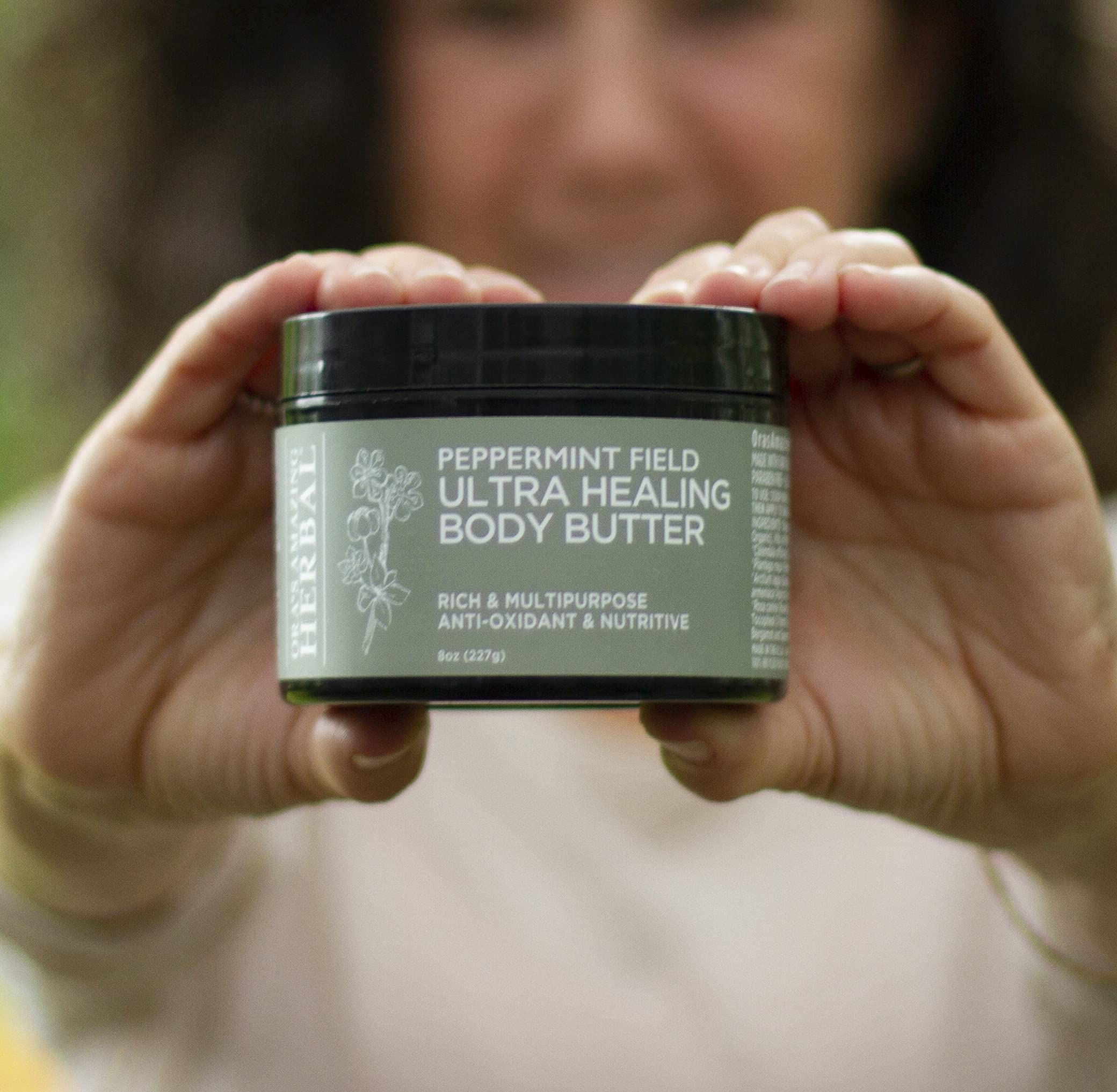 Ultra Healing Body Butter, Intensive Moisturizer For Dry Skin, Spearmint & Bergamot Essential Oil, Oras Amazing Herbal, 8 oz, Pe
