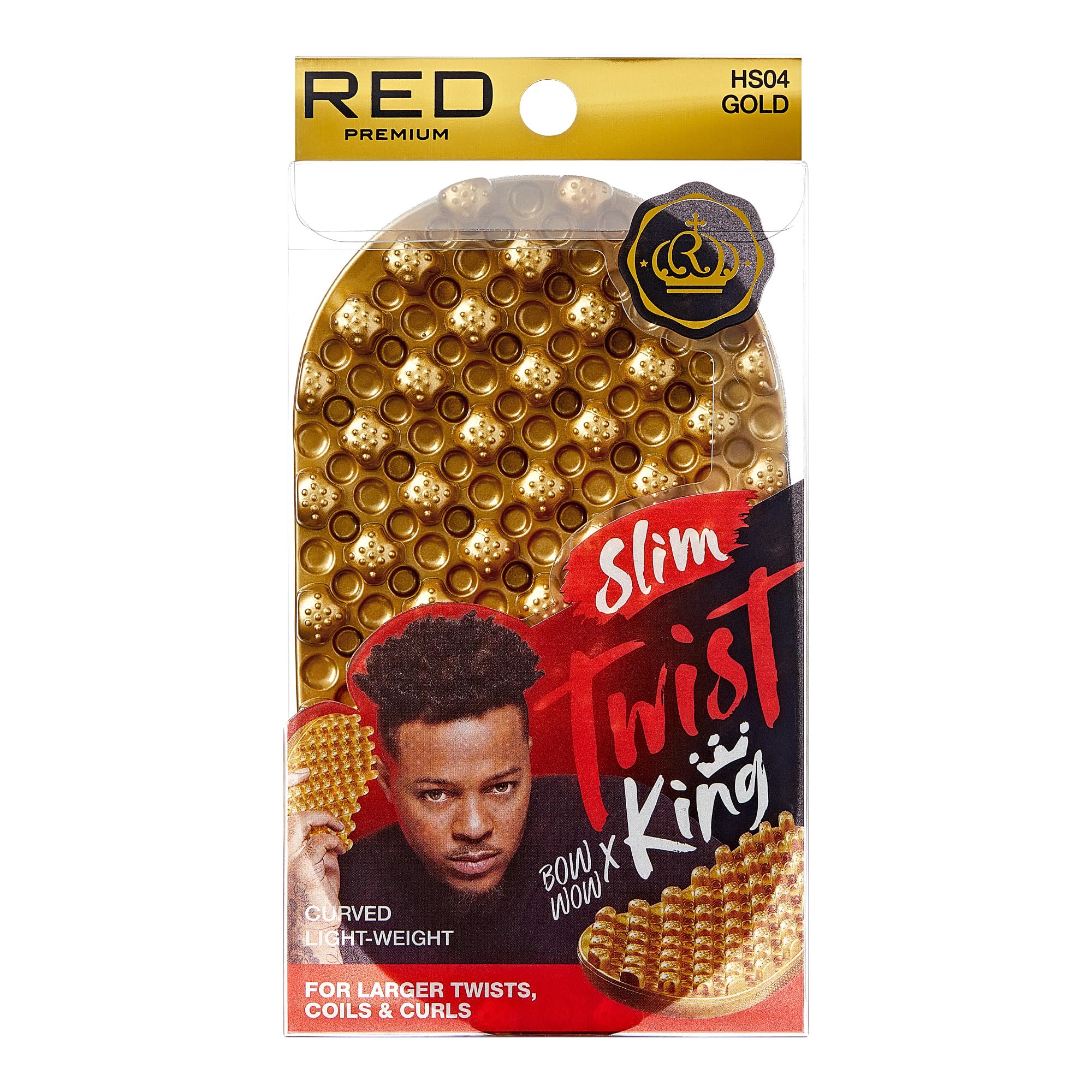 Red by Kiss Bow Wow X Twist King Luxury Twist Styler Washable and Durable Twist Brush for Afro Curl- Slim and Light (Gold)