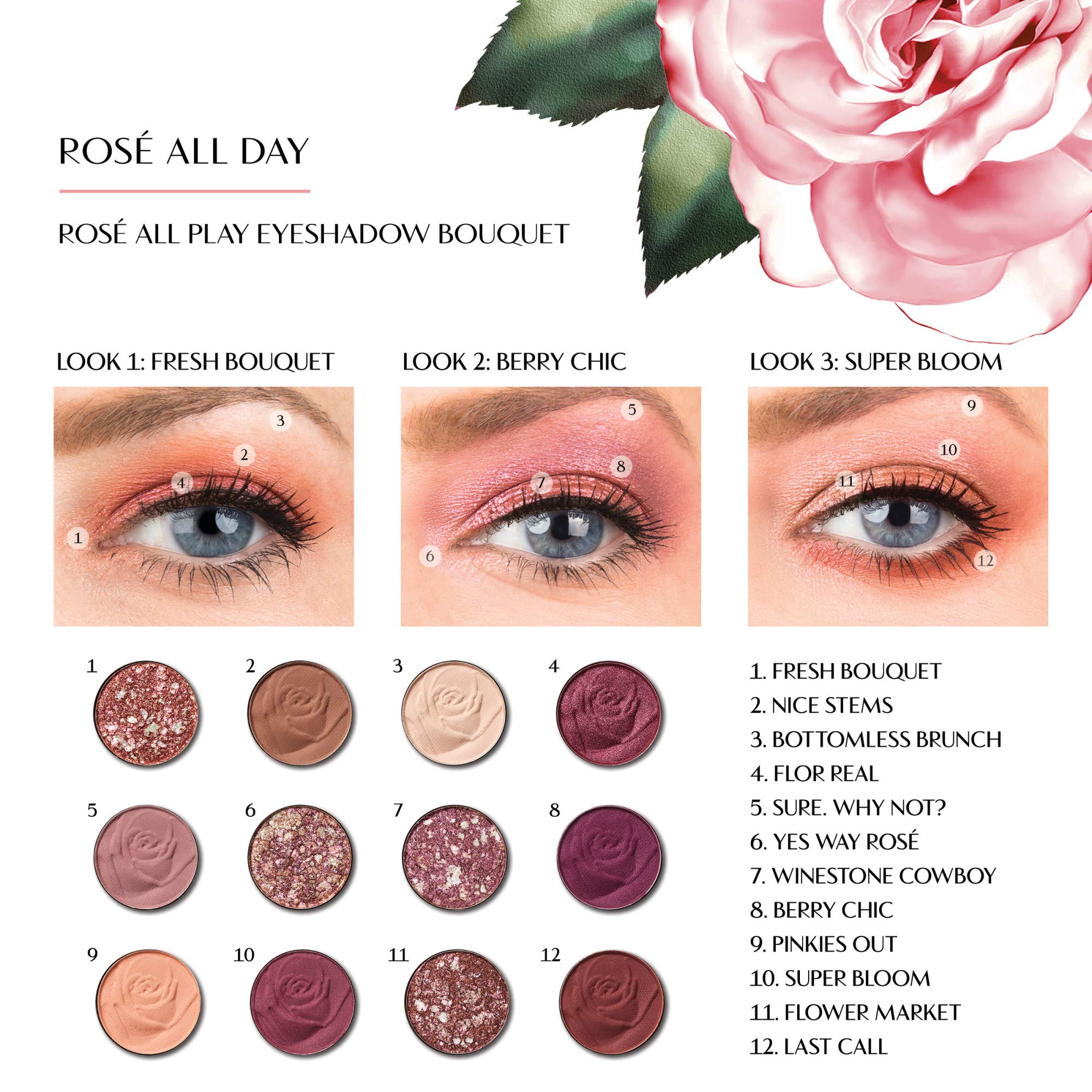 Physicians Formula Rosé All Play Eyeshadow Palette, 12 Pan, 0.48 oz, Bouquet, Ideal for Vibrant Eye Makeup Looks