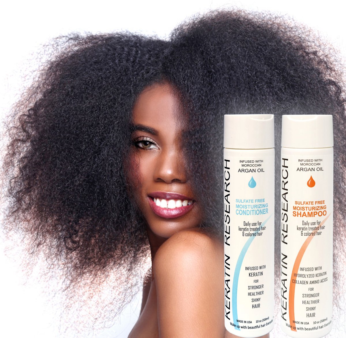 Keratin Research Natural Argan Oil Infused Sulfate Free Shampoo and Conditioner 2 bottles Value Set for Keratin Treatments, Main