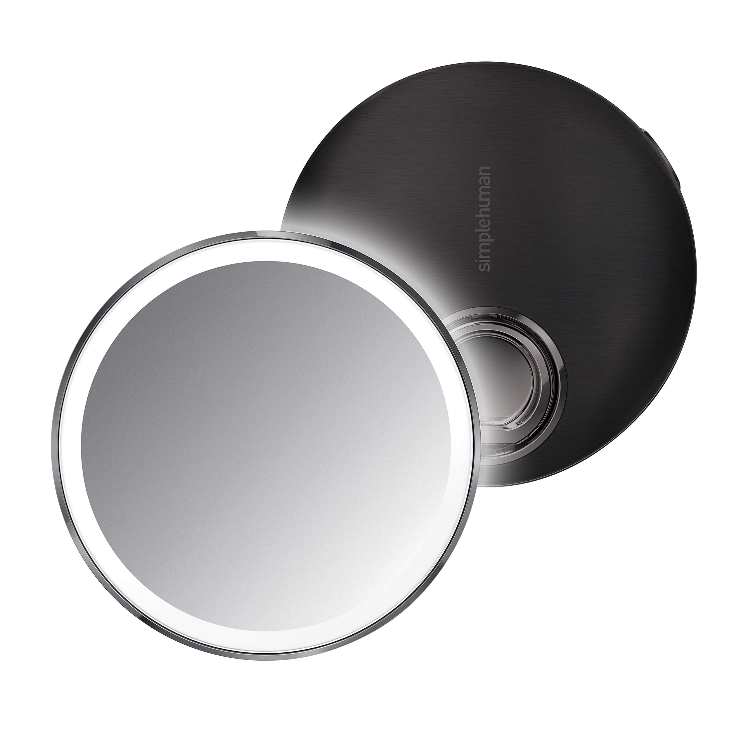 Simplehuman Sensor Mirror Compact 4'' Round, 3X Magnification,Black Stainless Steel