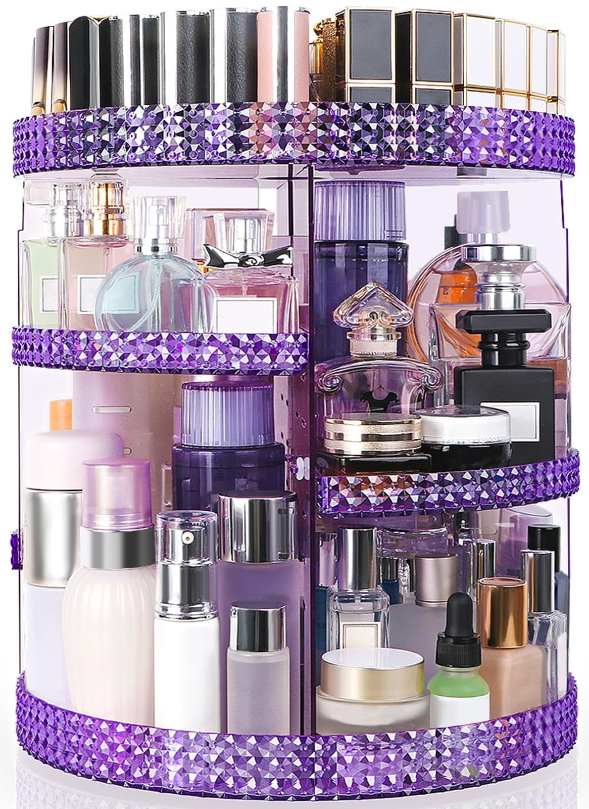 HEMTROY 360 Degree Rotating Makeup Organizer, Extra Large Capacity Cosmetics Organizer, Removable 7 Layers Skincare Organizers, 