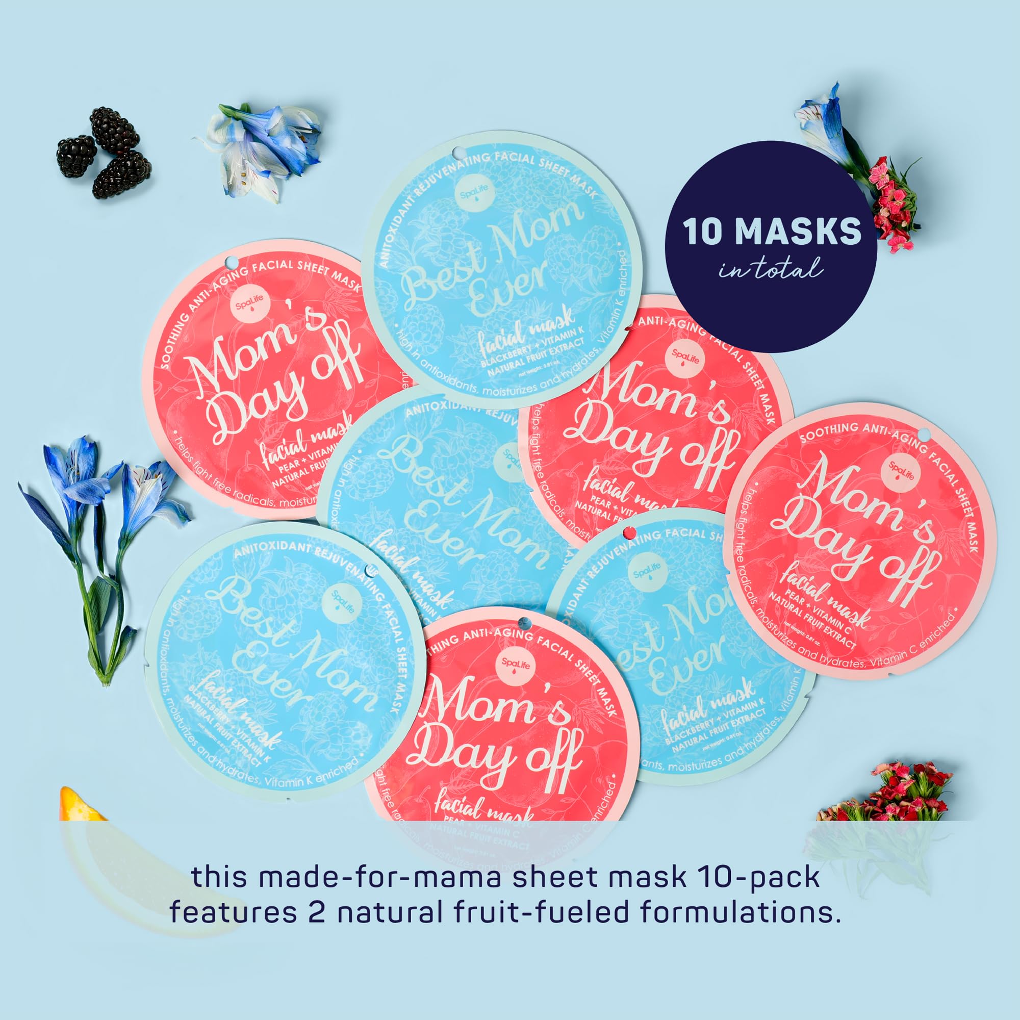 Spalife Made For Mama Facial Mask Duo - Antioxidant Rejuvenating & Soothing Anti-Aging Facial Sheet Masks - Face Masks Skincare