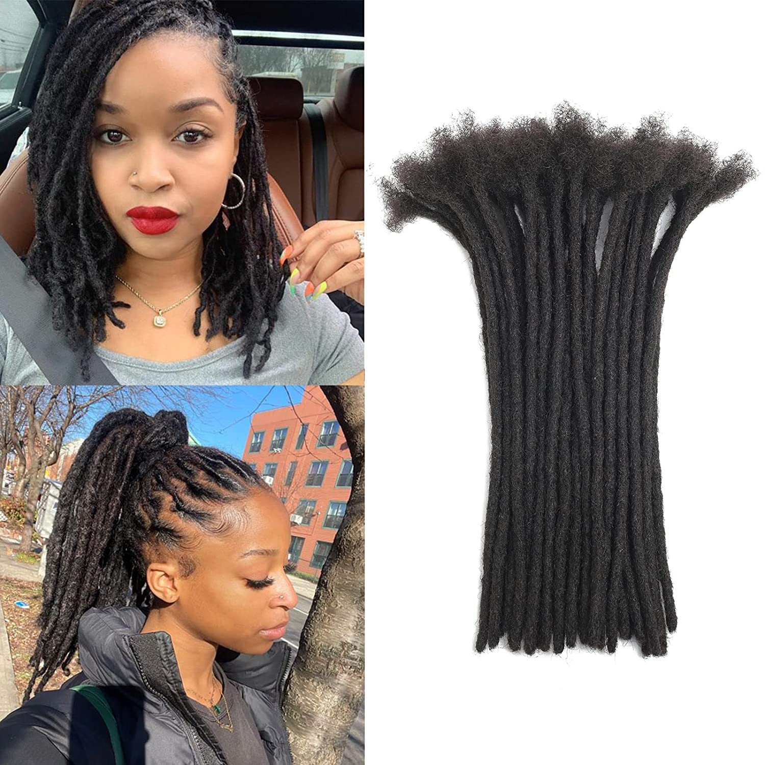 Dreadlock Extensions Human Hair 8 Inches 100 Strands 0.6cm Width Handmade Permanent Loc Extensions For Women, Men Can Be Dyed,Cu